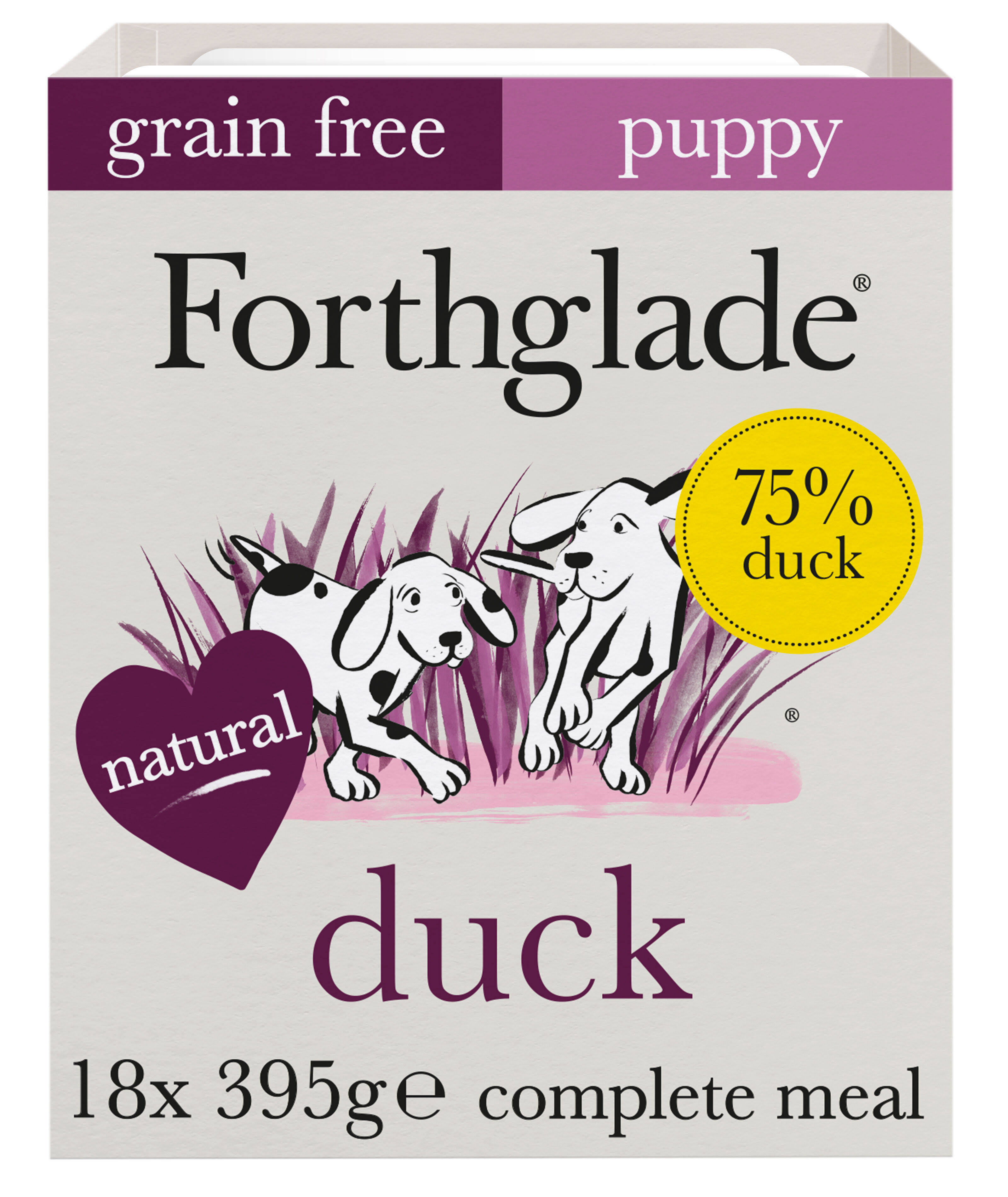 Forthglade Puppy Grain Free Dog Dinner - Duck, Sweet Potato and Vegetables, 395g, 7 Pack