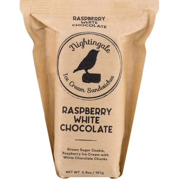 Nightingale Ice Cream Sandwiches, Raspberry White Chocolate - 5.9 oz