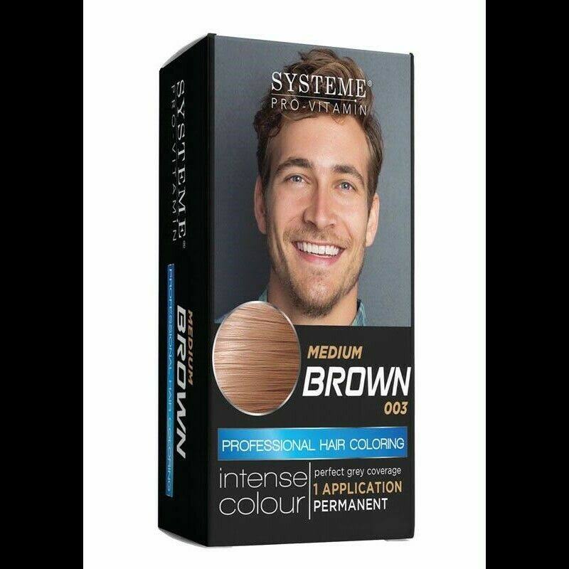 3x Pack Men's Hair Dye Medium Brown - Systeme Pro-Vitamin Dye for Men