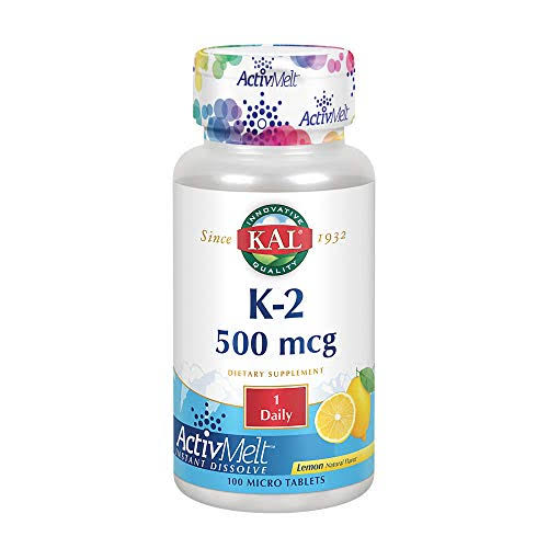 Kal Vitamin K2 ActivMelt Supplement - Lemon, 500mcg, 100 Tablets