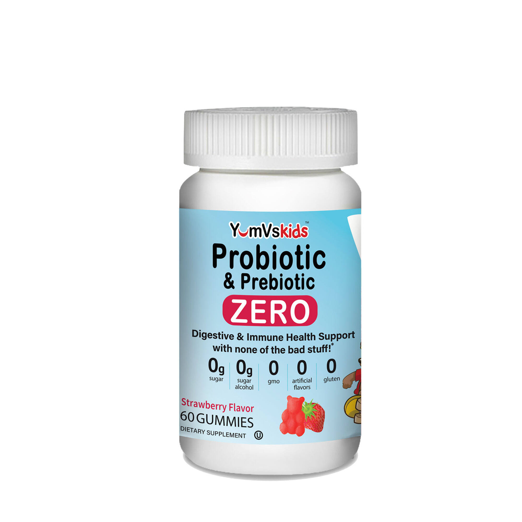 Yumvs Kids Zero Probiotic & Prebiotic, Zero, Gummies, Strawberry Flavor - 60 gummies