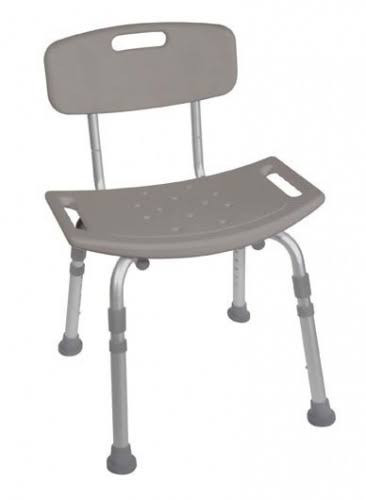 Drive Medical Plastic Freestanding Shower Seat - Gray, with Back Rest