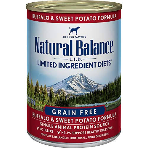 Natural Balance L.I.D. Limited Ingredient Diets Wet Dog Food, Buffalo & Sweet Potato Formula, 13 Ounce Can (Pack Of 12)