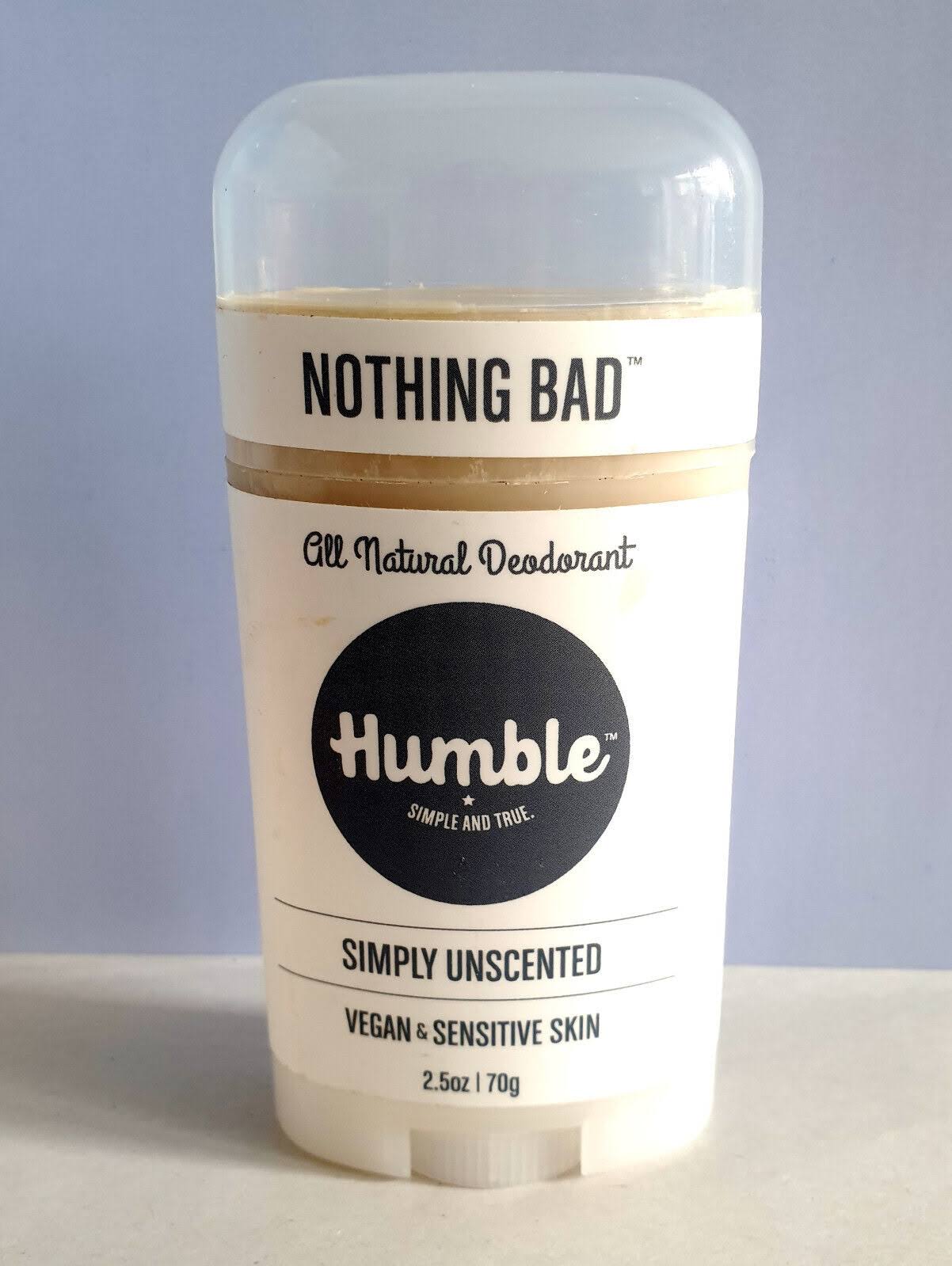 Humble Nothing Bad Natural Deodorant 70g Simply Unscented Vegan Sensitive Skin