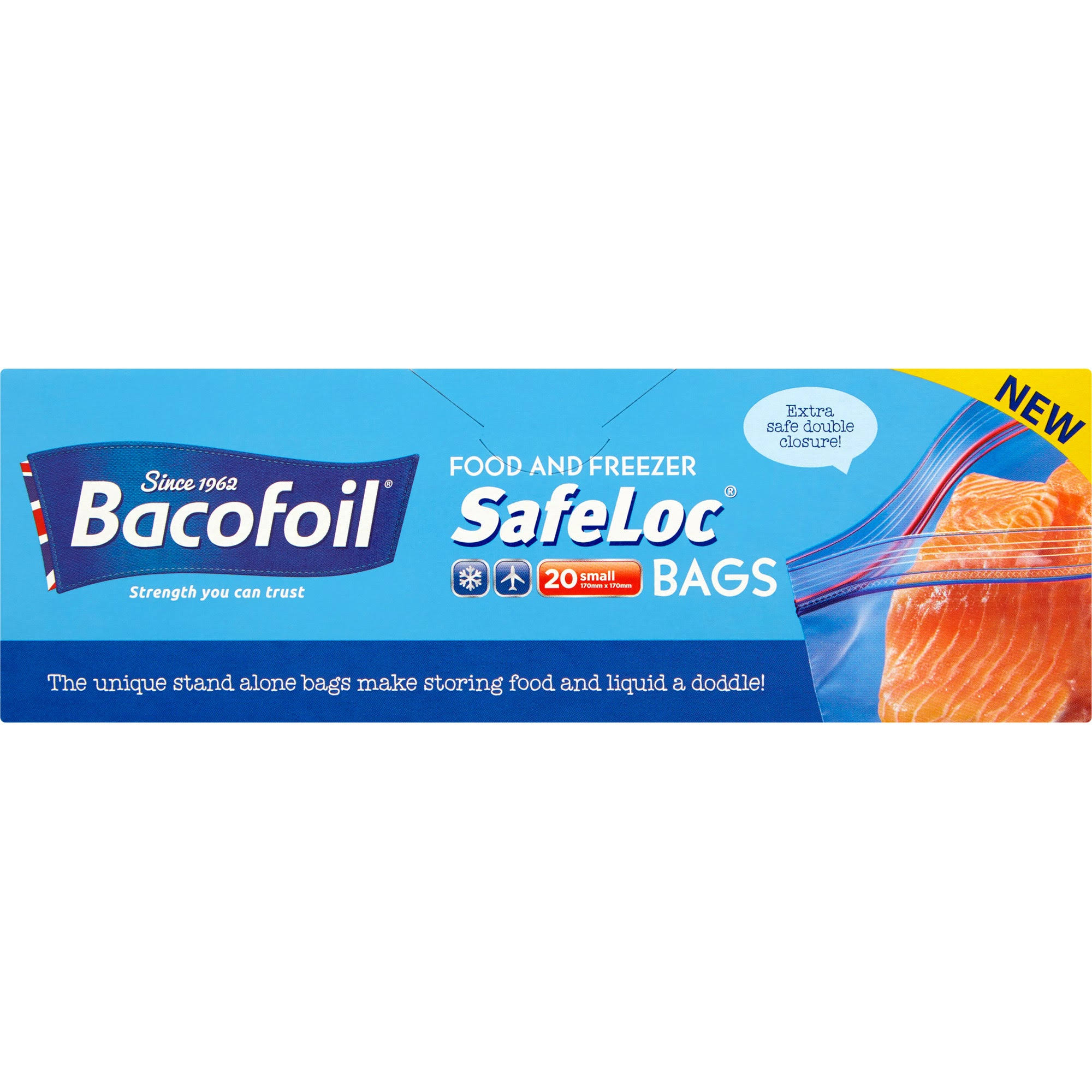 Bacofoil Double-Seal SafeLoc Food and Freezer Bags - 20pk, Small