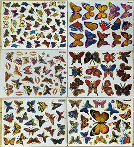 YAGOOXON Jazzstick Butterfly Stickers for Kids Set Collection 6 Sheets