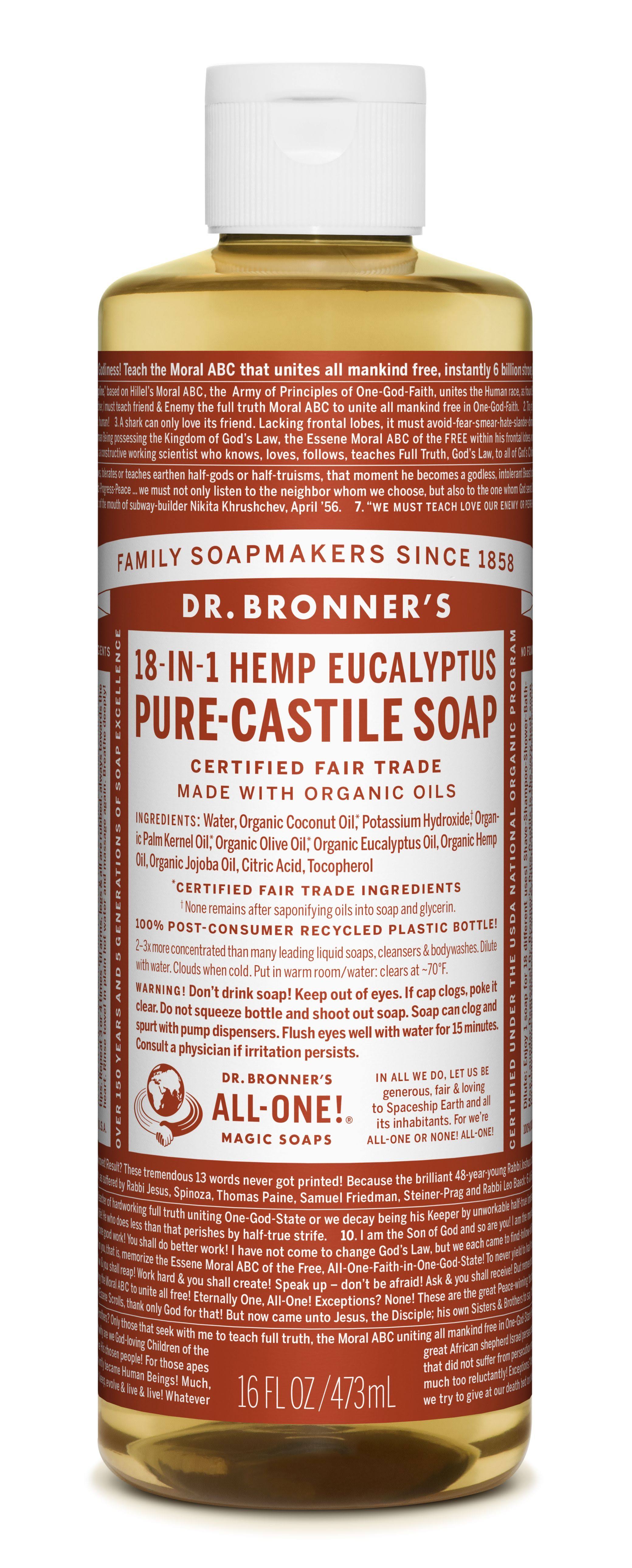 Dr Bronners Pure-Castile Soap, 18-in-1 Hemp, Eucalyptus - 16 fl oz