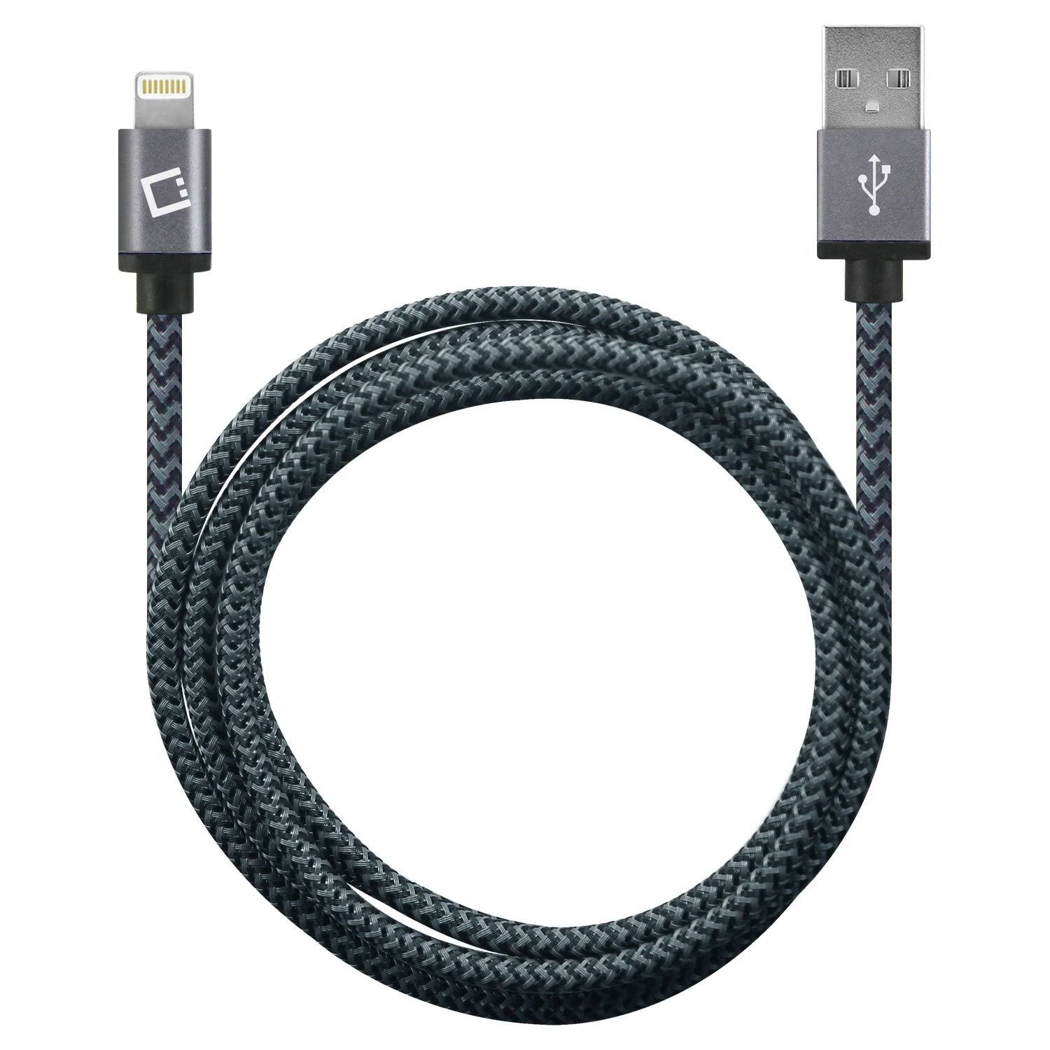 Cellet Lightning USB Charging Plus Data Cable - Black, 4'