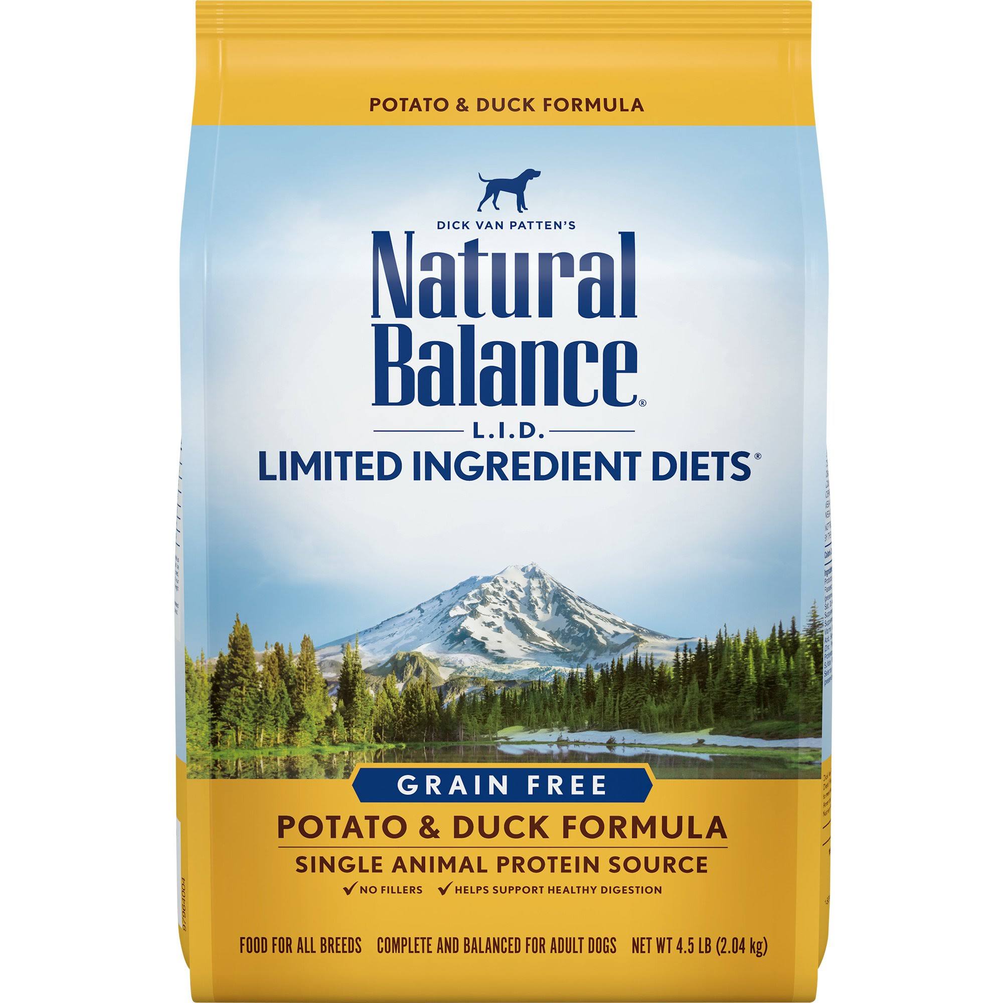 Natural Balance L.I.D. Limited Ingredient Diets Dry Dog Food, Grain Free, Potato & Duck Formula, 4.5-Pound