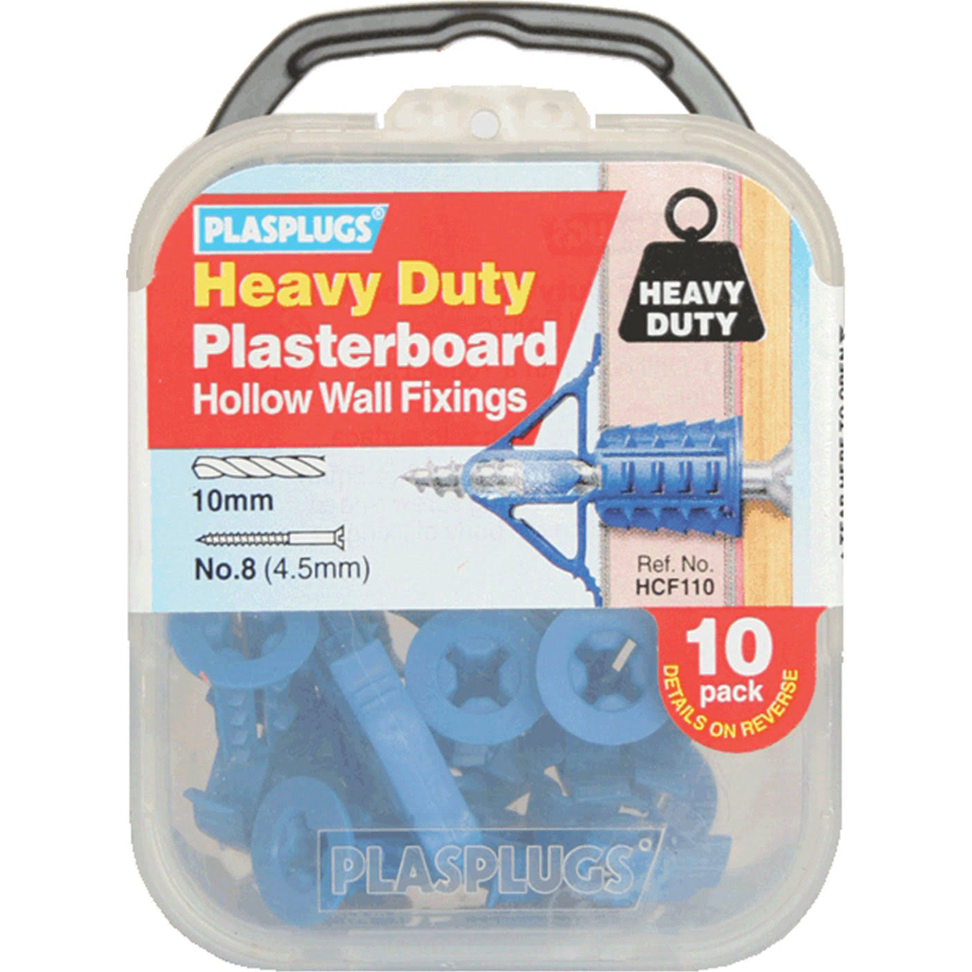 Plasplugs Heavy Duty Plasterboard Fixings - 10 Pack