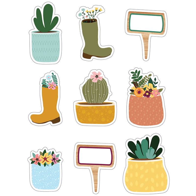 Carson Dellosa Education Grow Together Boots, Pots, and Garden Signs Cut-Outs, Pack of 36