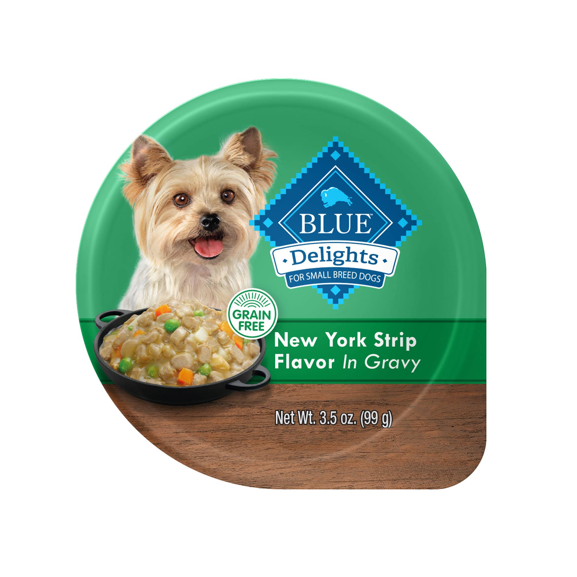 Blue Buffalo Blue Delights Dog Food, Grain Free, New York Strip Flavor In Gravy, For Small Breed Dogs - 3.5 oz