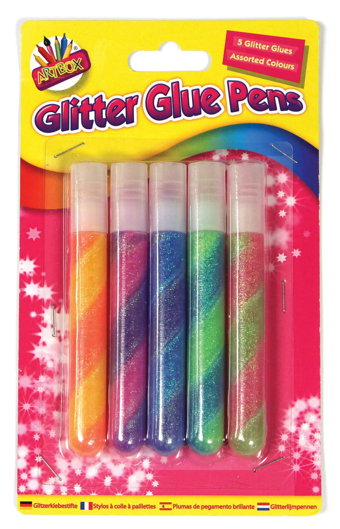 ArtBox - 5 Rainbow Swirl Glitter Glue Pens - Kids Arts & Craft Glue Pens