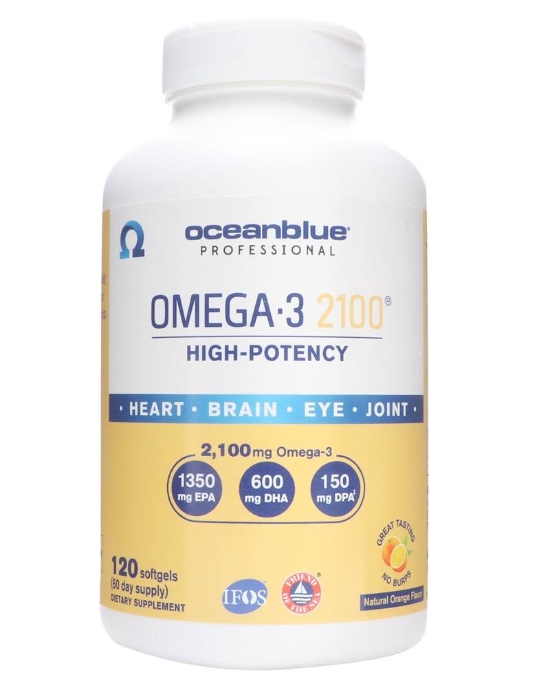 Ocean Blue Omega-3 2100 Heart Eye Brain Joint Health 120 Softgels