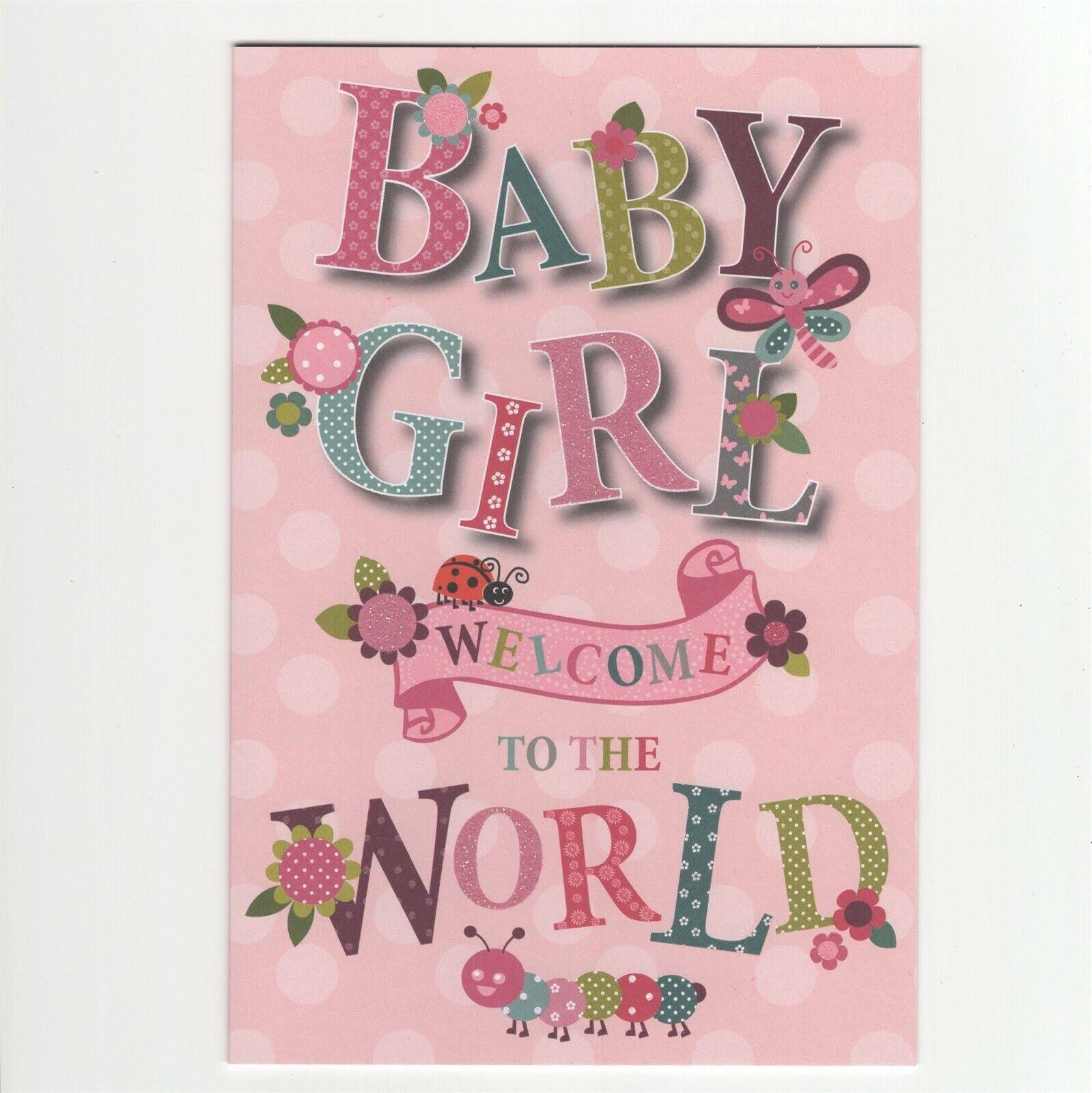 New Baby Girl Card Welcome to The World Free P&P