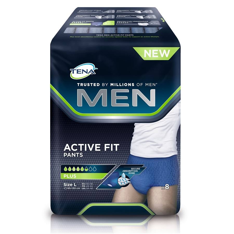 Tena Men Active Fit Pants - Large, 8 Pack