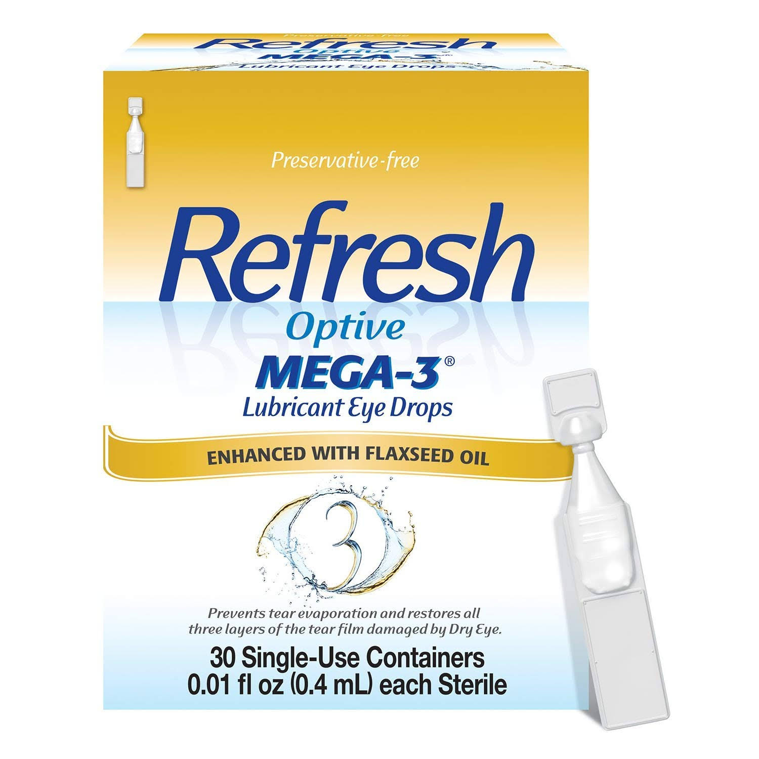 Refresh Optive Mega-3 Lubricant Eye Drops - 30 Single Use Sterile Containers
