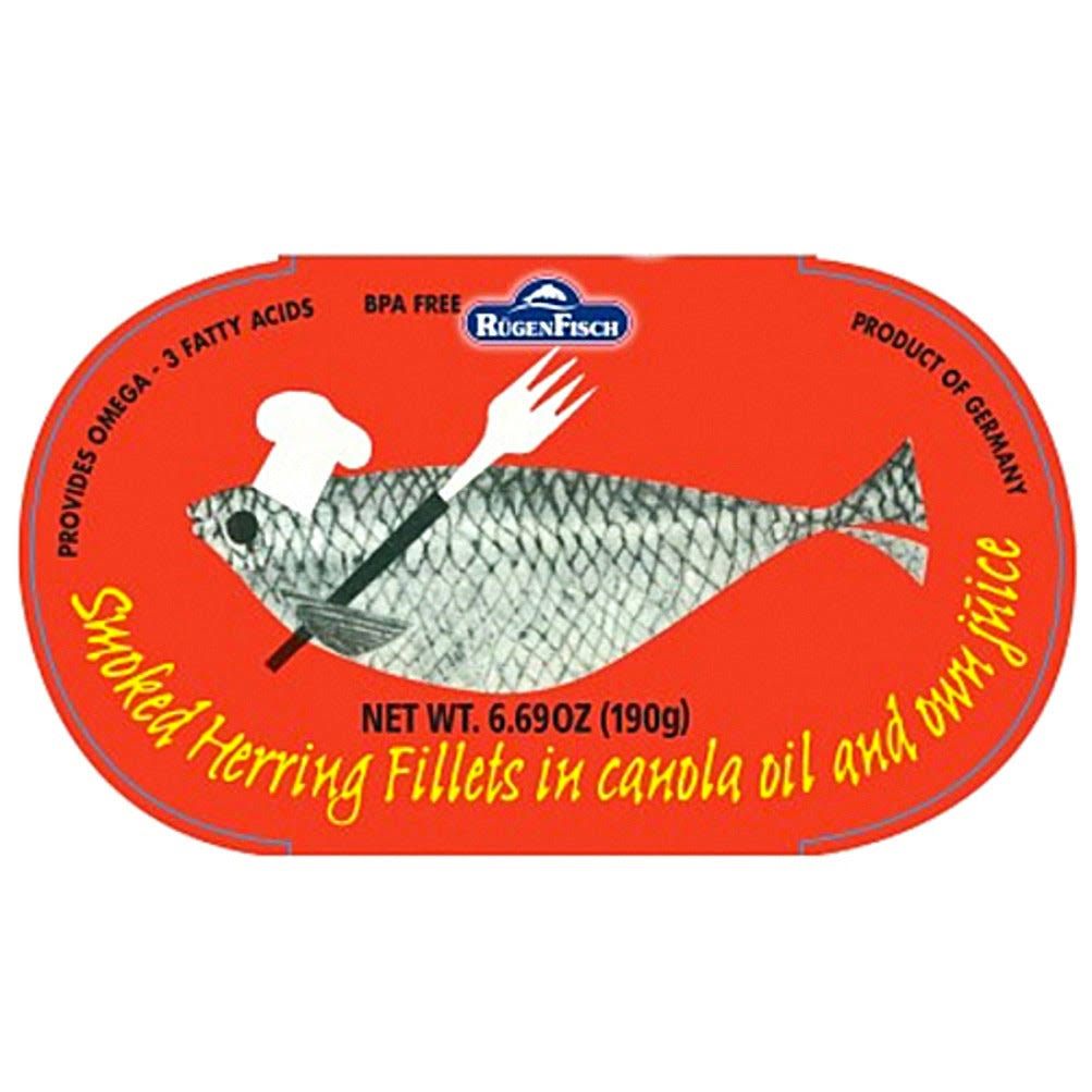 Rugen Fisch Smoked Herring Fillets in Canola Oil & Own Juice Retro Tin - 190 G / 6.69 oz.
