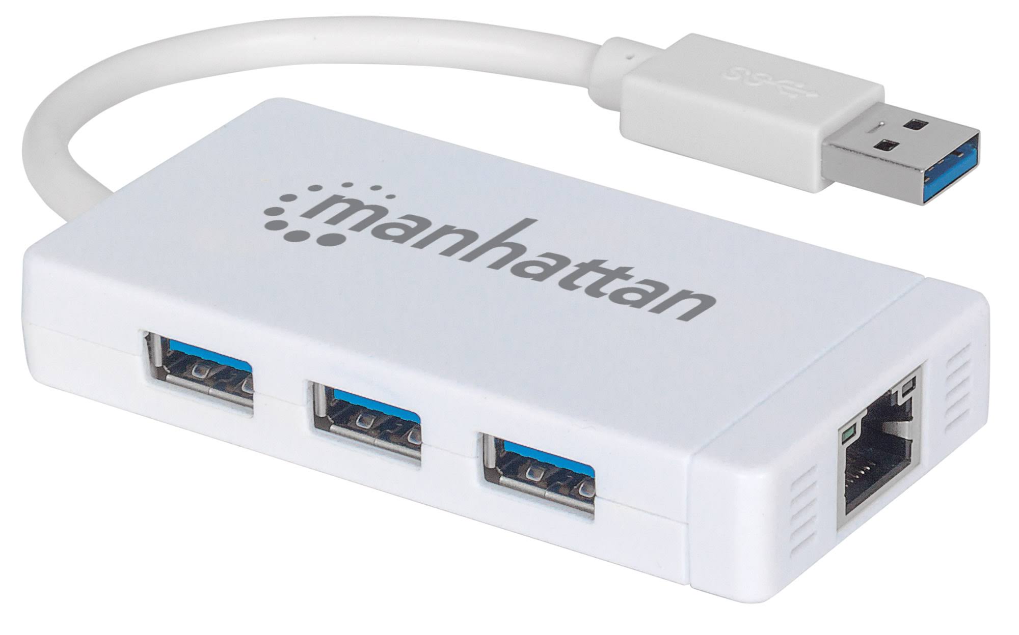 Manhattan 507578 USB 3.0 Hub with Gigabit Ethernet Adapter - 3 Port