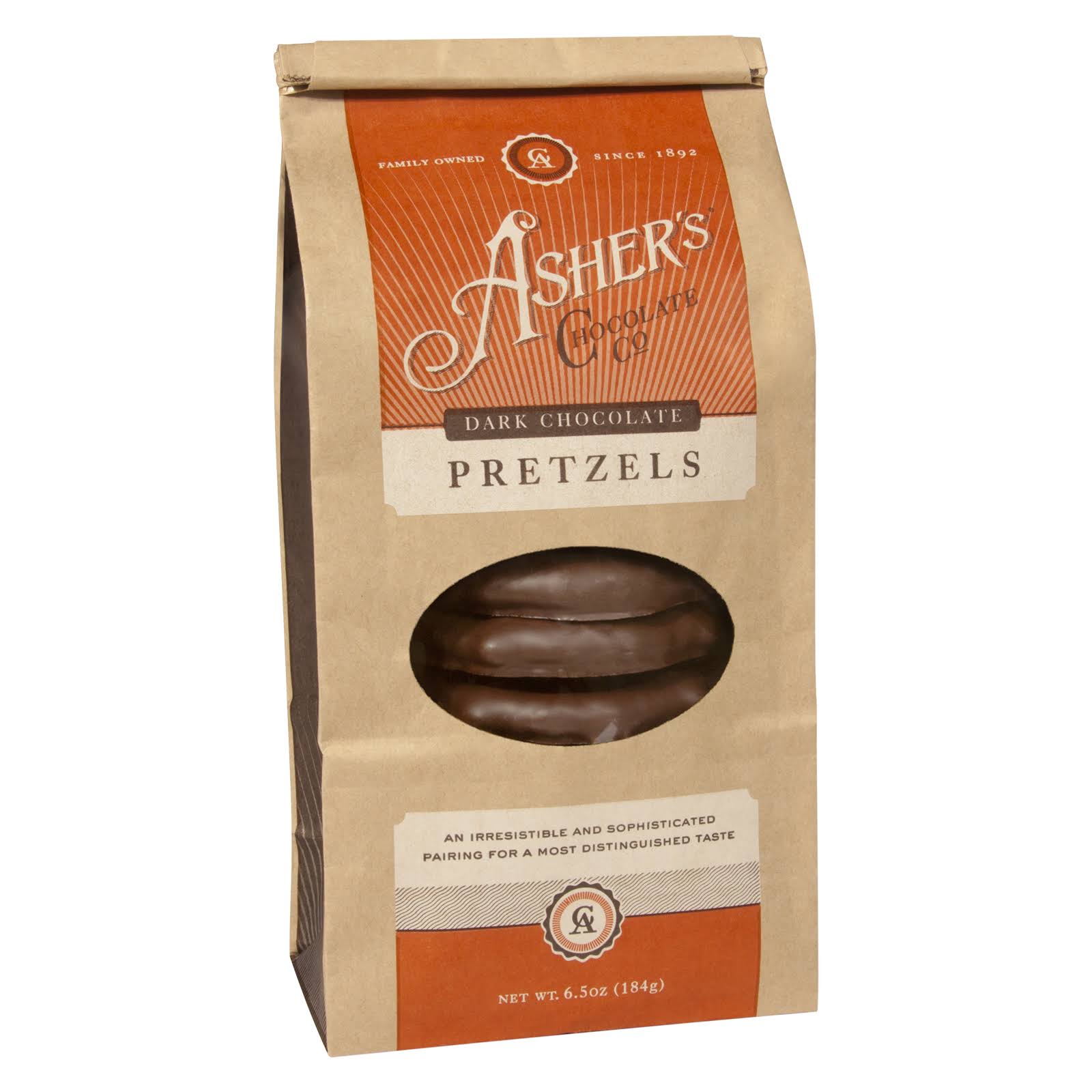 Asher's Dark Chocolate Covered Pretzels - 6.5oz