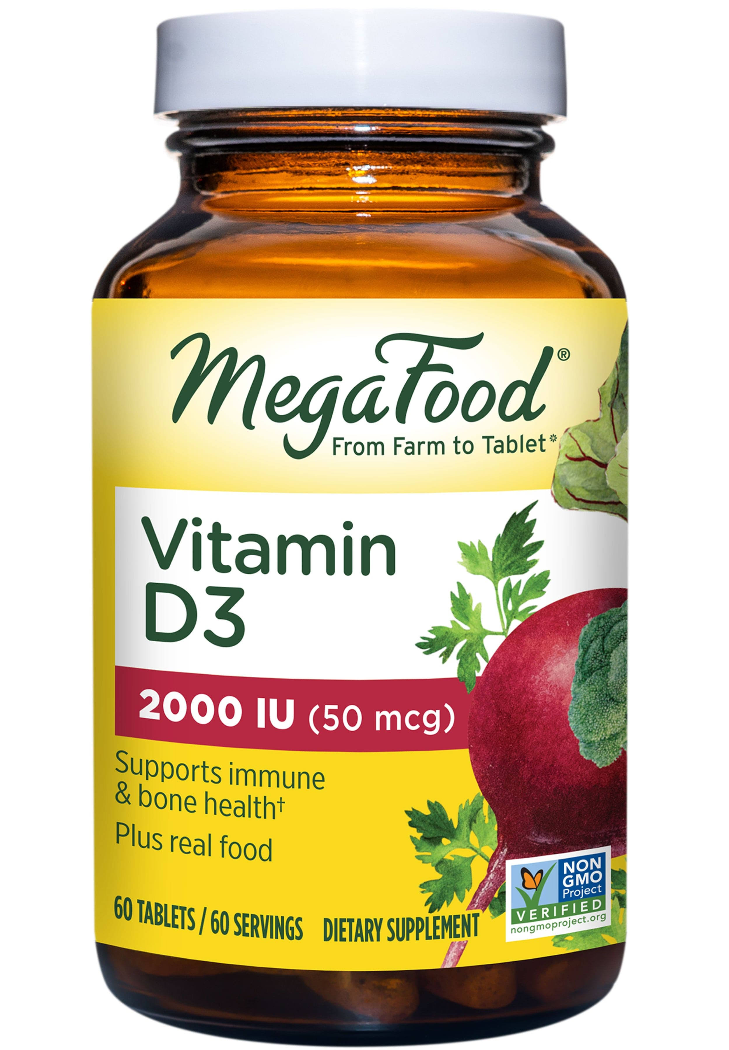 Megafood Vitamin D3 2000IU Dietary Supplement - 60 Tablets