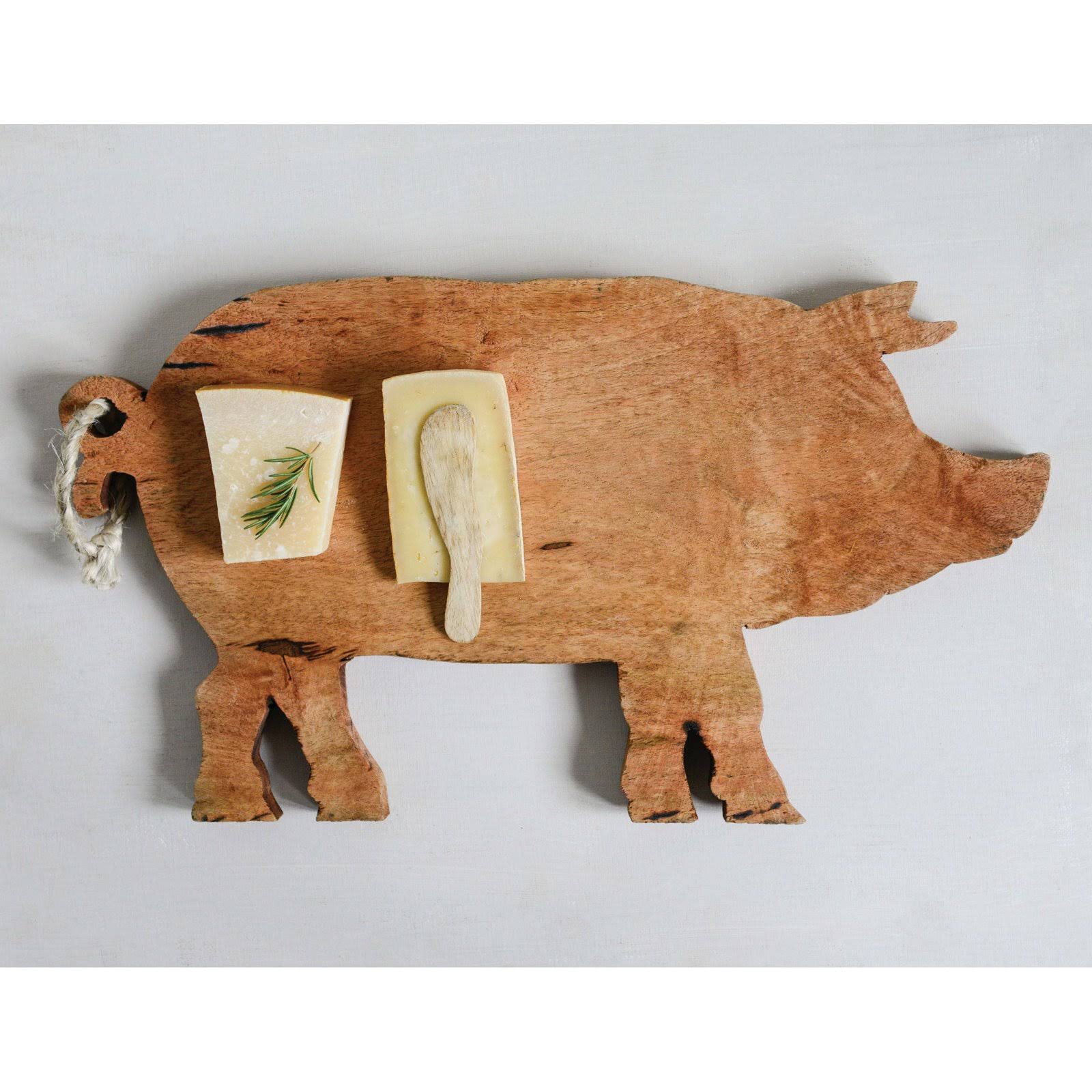 Creative Co-Op Mango Wood Pig Cutting Board