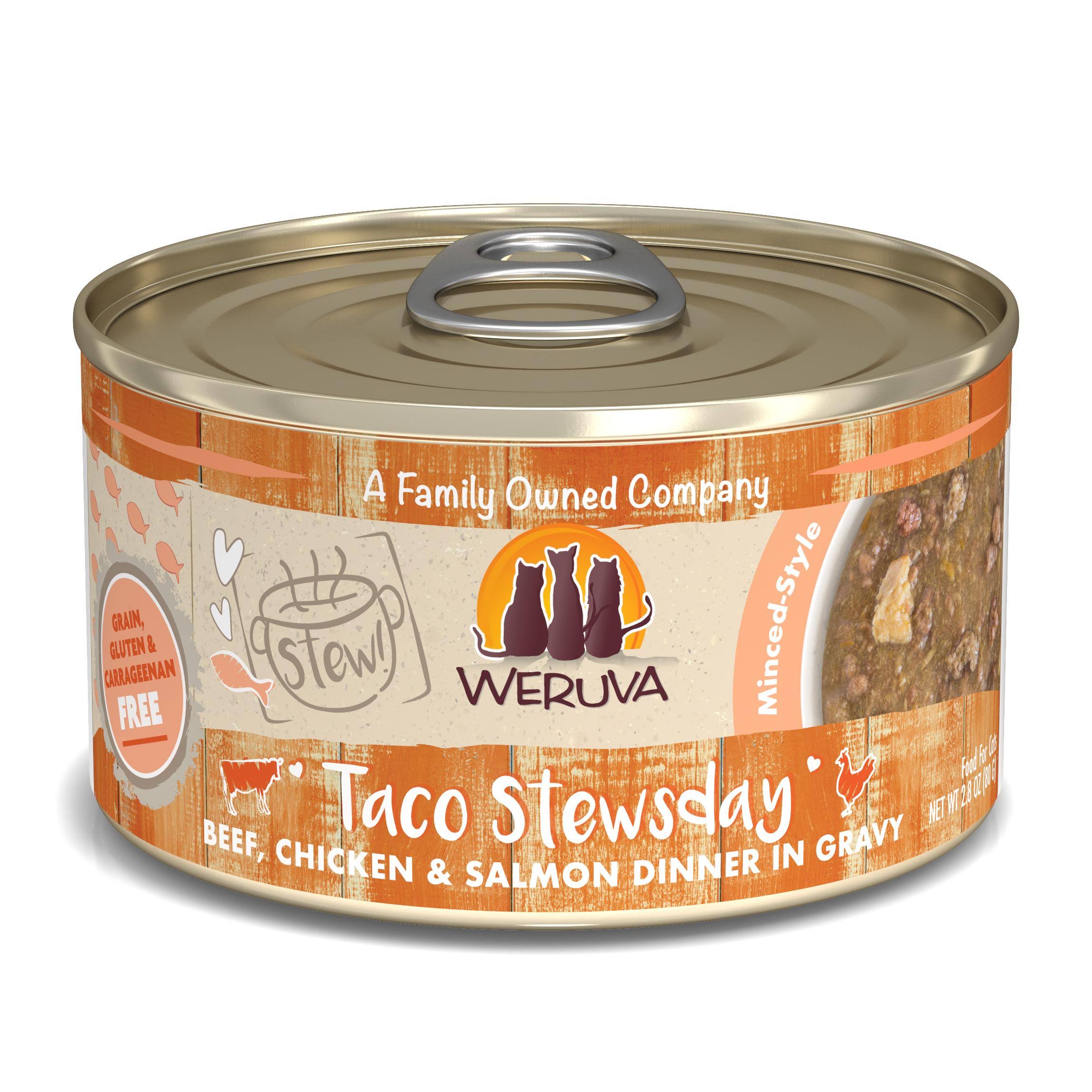 Weruva Cat Stew! Taco Stewsday Beef, Chicken & Salmon 2.8oz