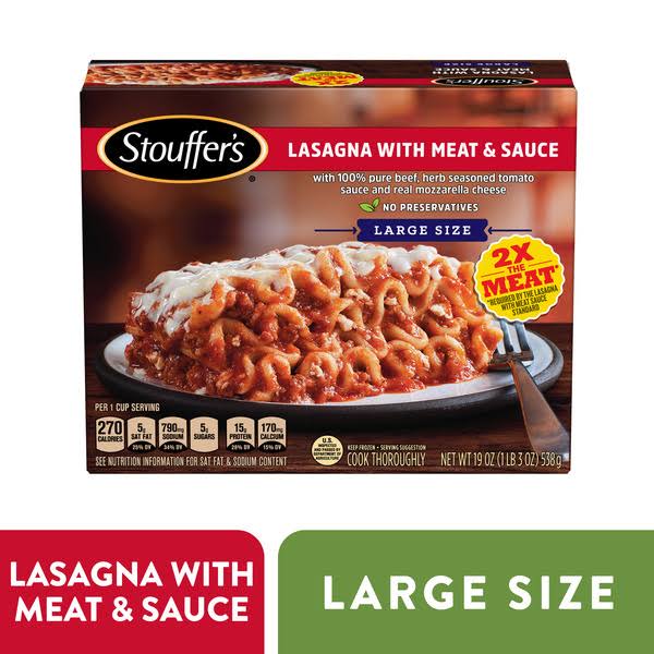 Stouffer's Satisfying Servings Lasagna - with Meat and Sauce, 19oz