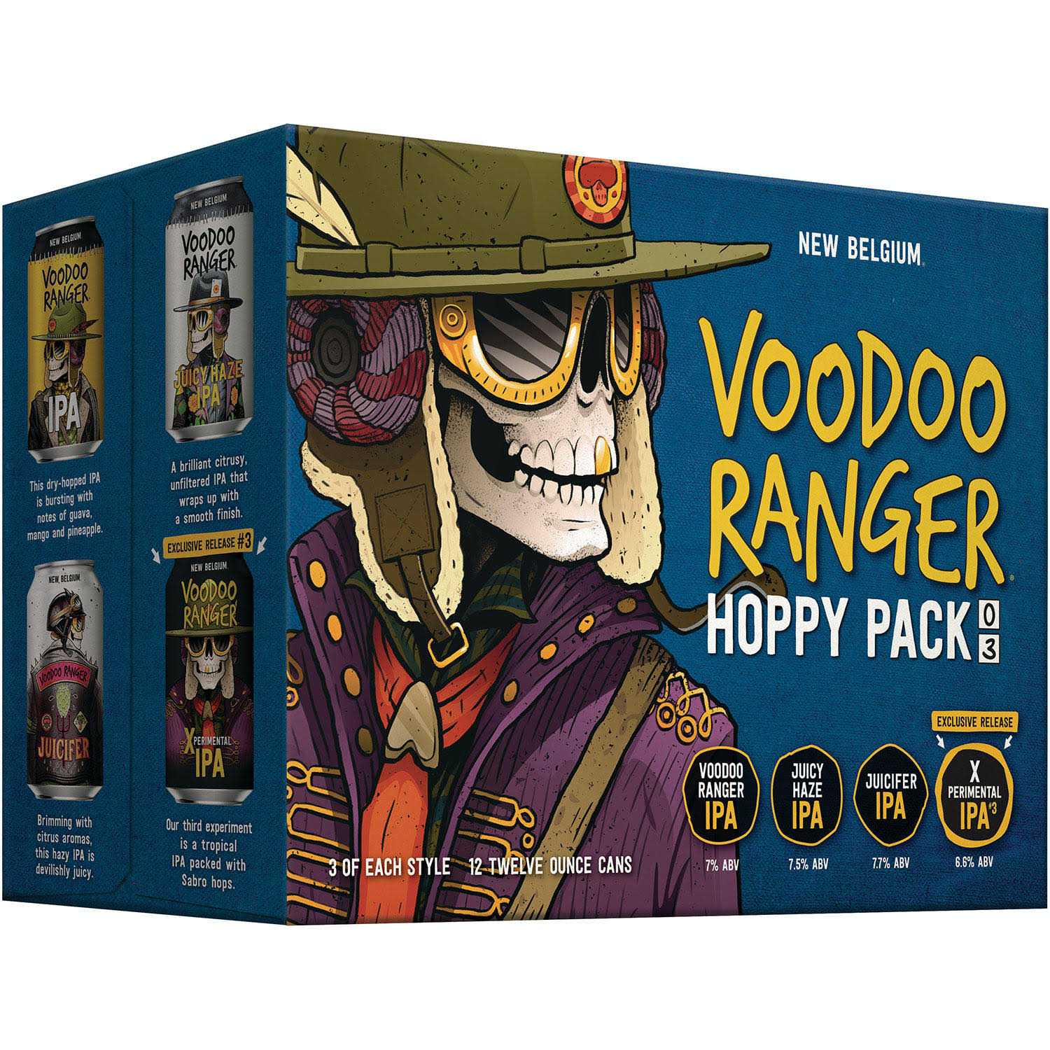 New Belgium Voodoo Ranger Beer, IPA, Hoppy Pack - 12 pack, 12 oz cans