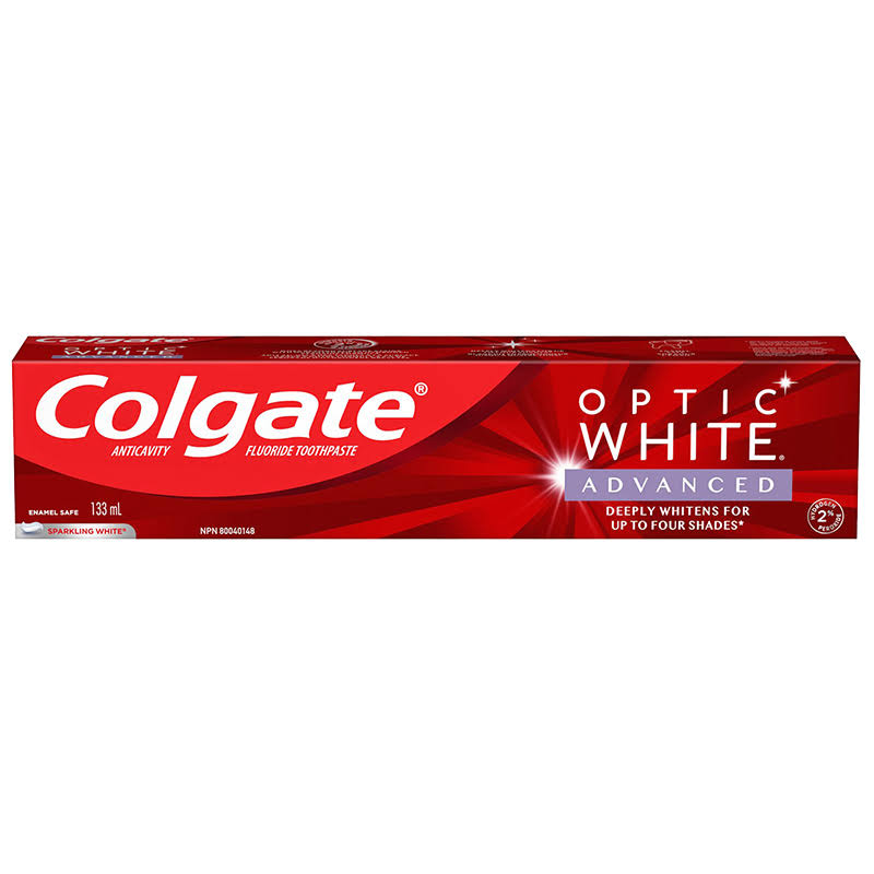 Colgate Optic White Advanced Teeth Whitening Toothpaste, Sparkling White 133 Ml