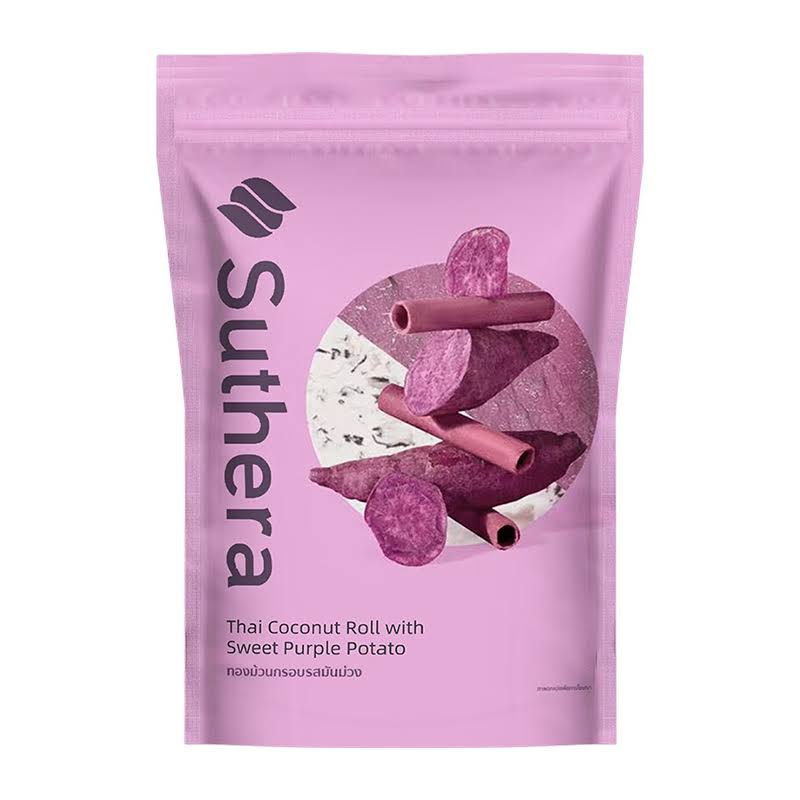 SUTHERA Thai Coconut Milk Rolled Wafers - Purple Sweet Potato Flavor 70 G