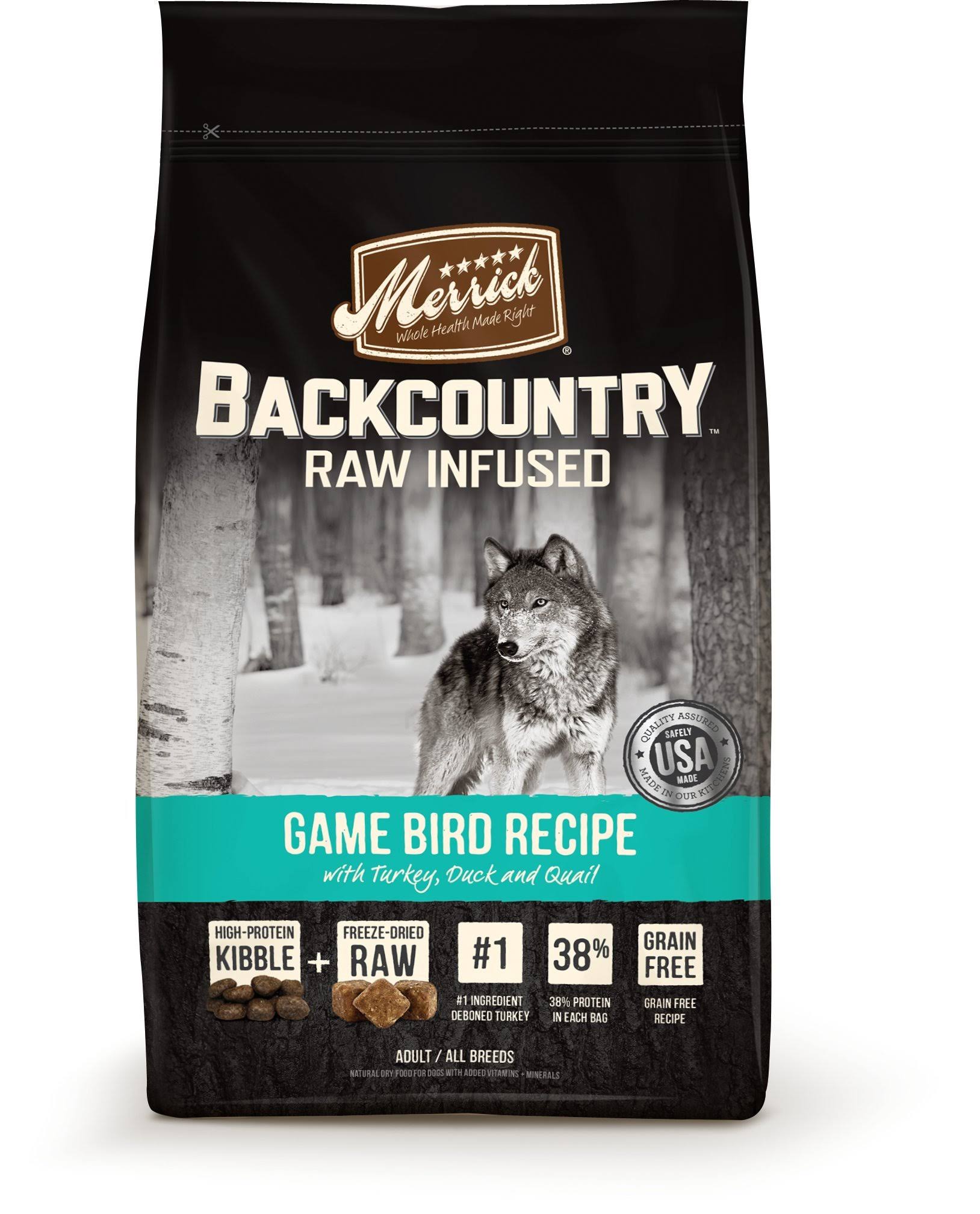 Merrick Backcountry Raw Infused Grain-Free Adult Dry Dog Food - 12lb, Game Bird Recipe