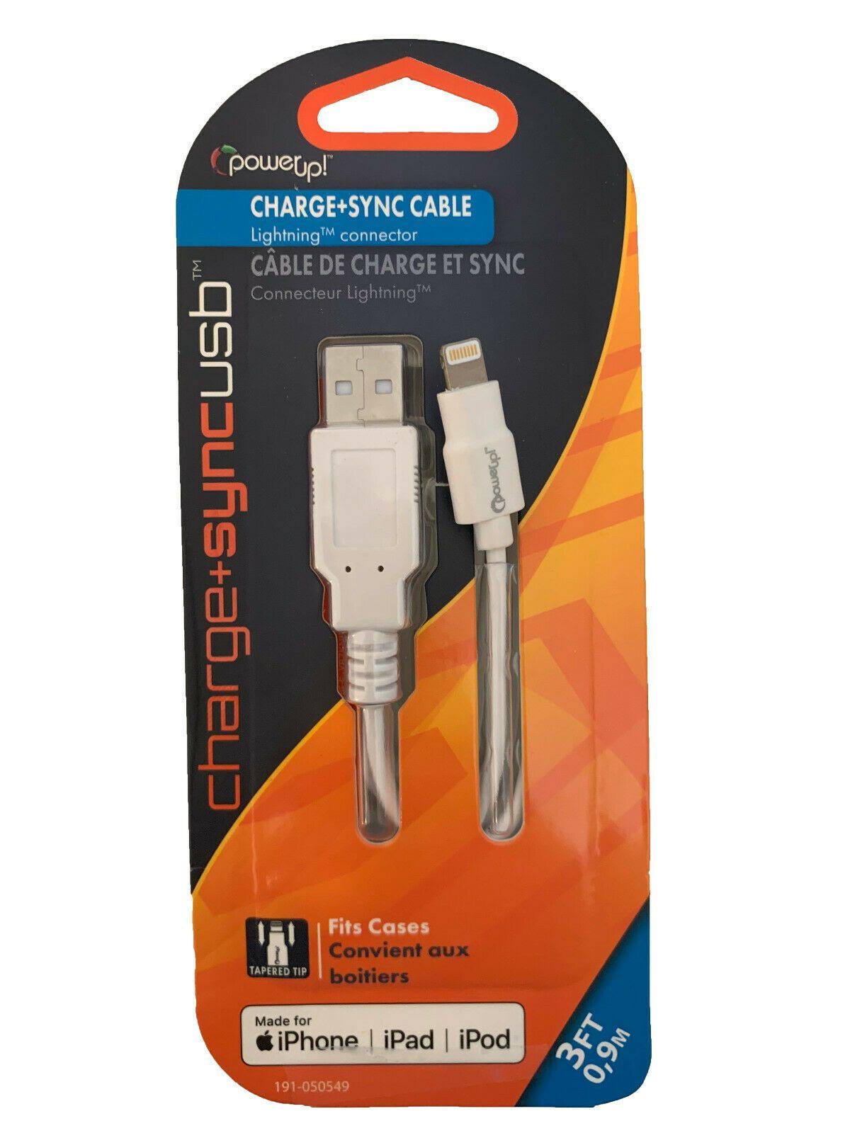 Power Up! 191-050549 USB Cable - MFI Apple 8-Pin 3ft White