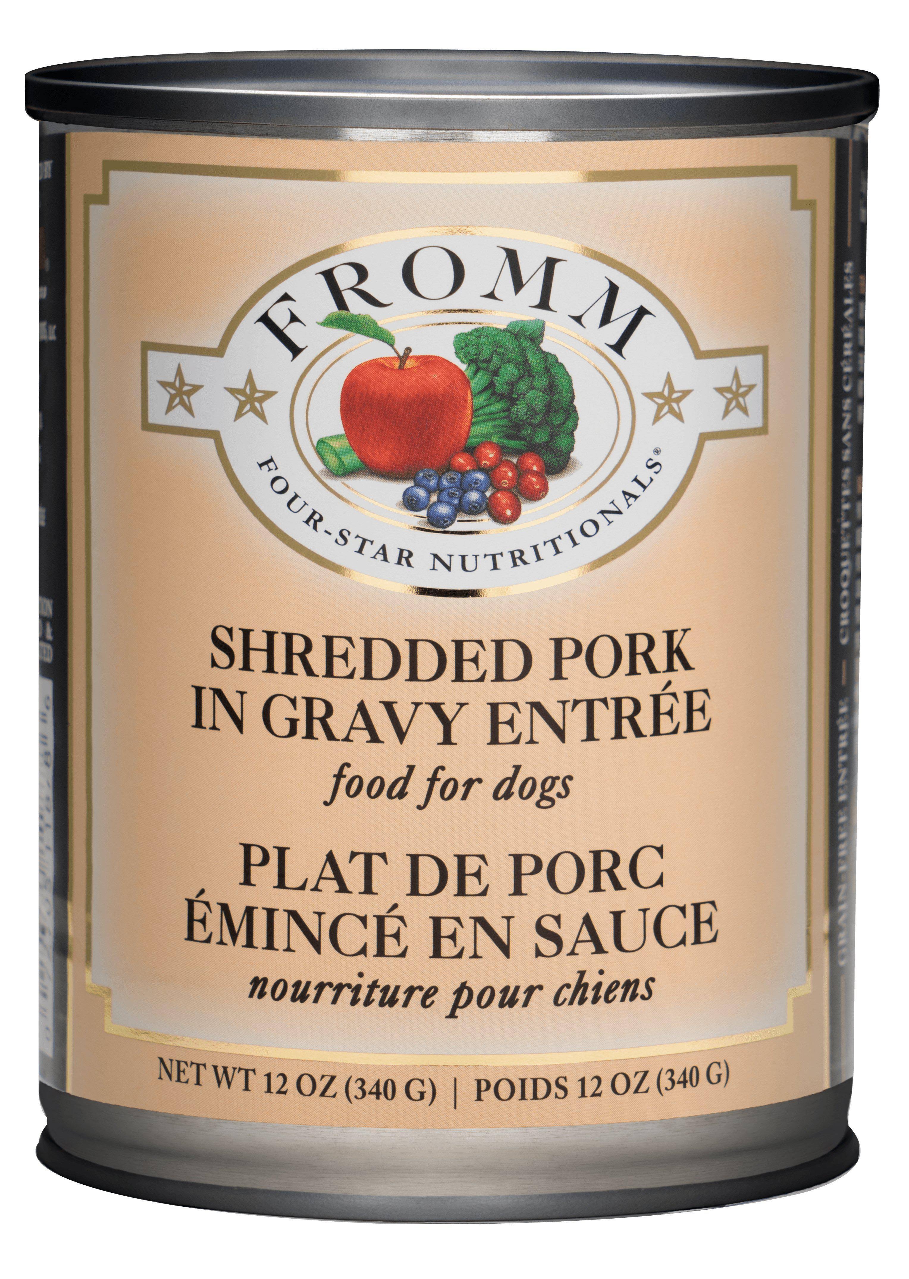 Fromm Four-Star Canned Dog Food, Shredded Pork in Gravy, 12-oz