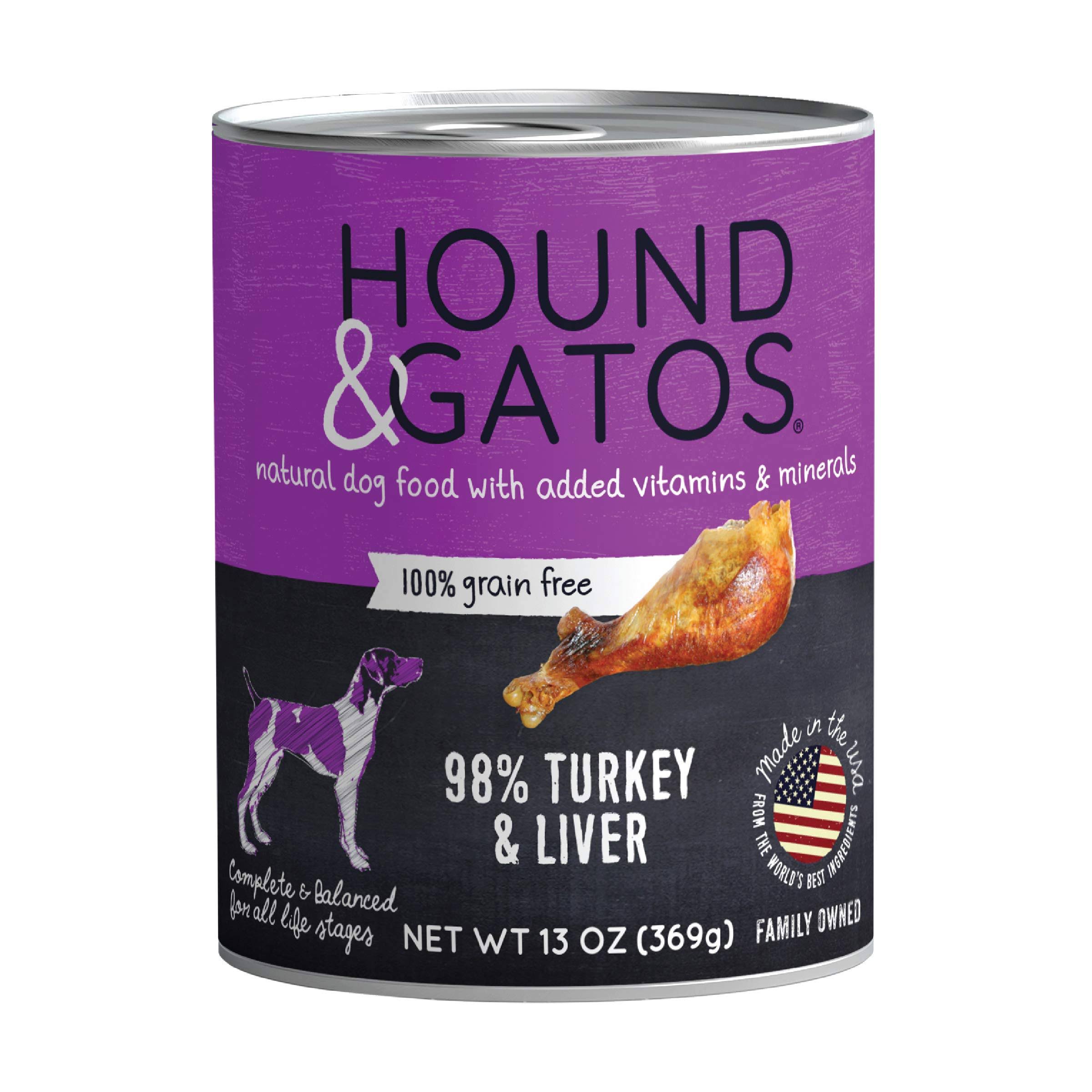 Hound & Gatos Canned Dog Food 13oz, Turkey & Turkey Liver