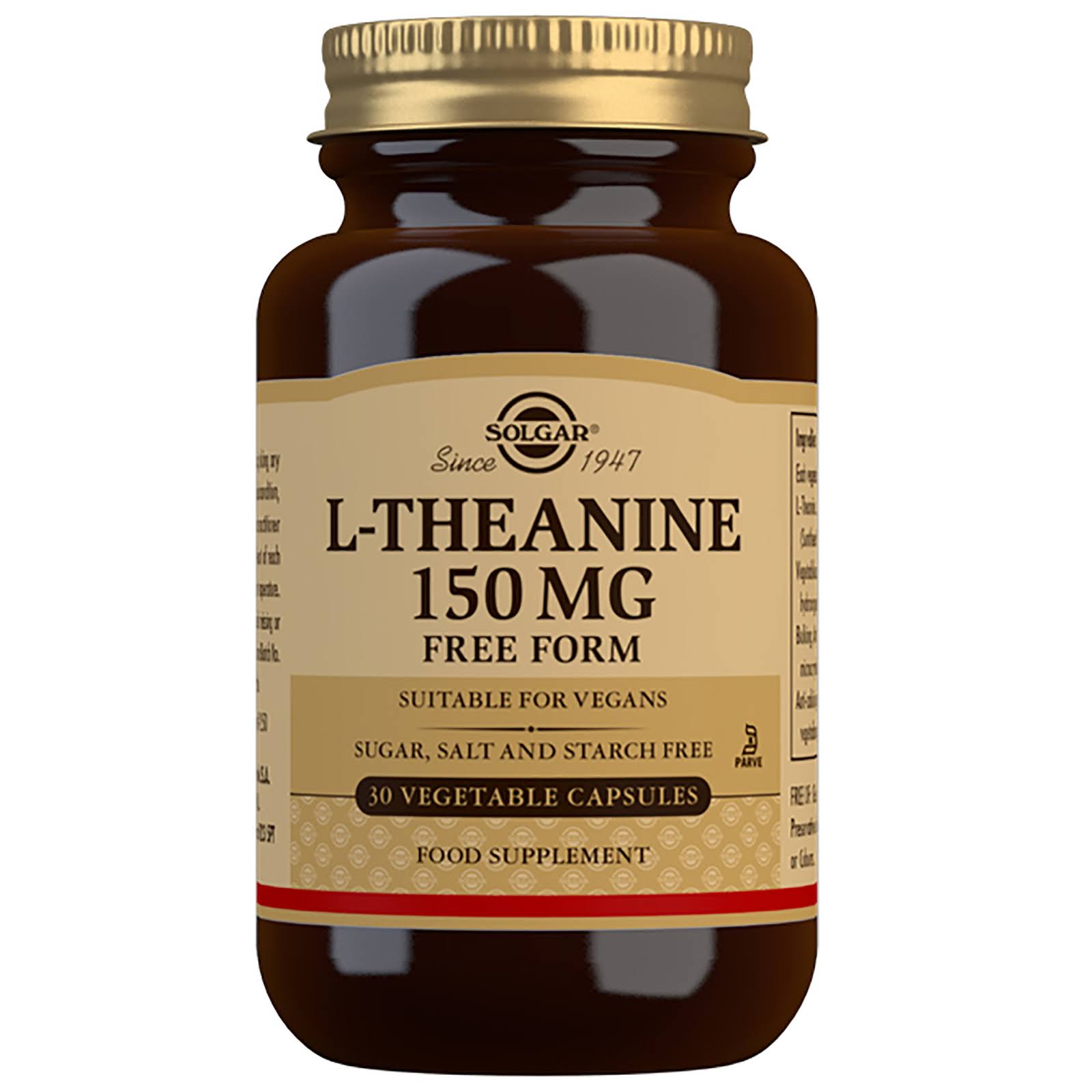 Solgar L-Theanine Supplement - 30 Vegetable Capsules