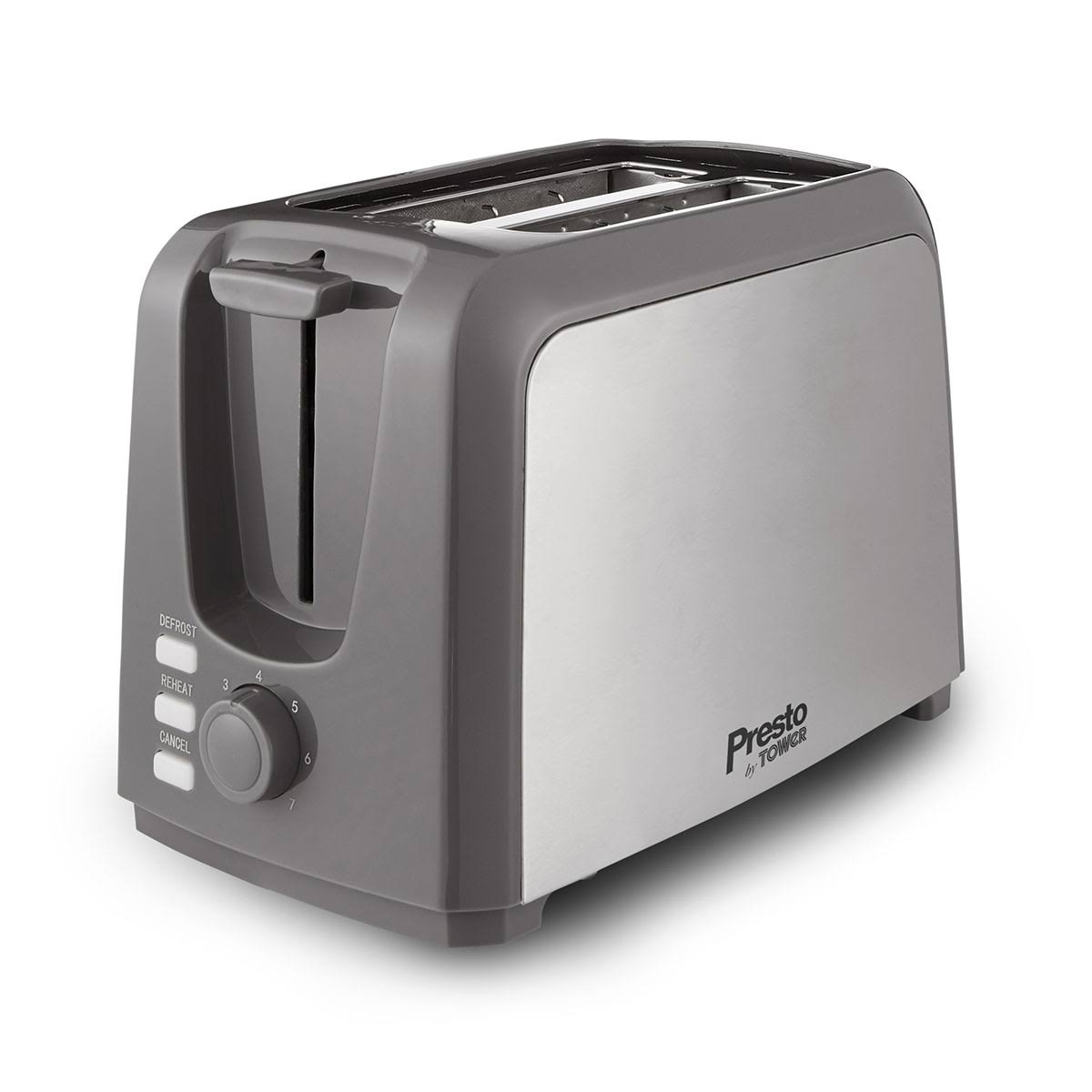 Tower PT20057 Presto 2 Slice Toaster - Brushed Stainless Steel