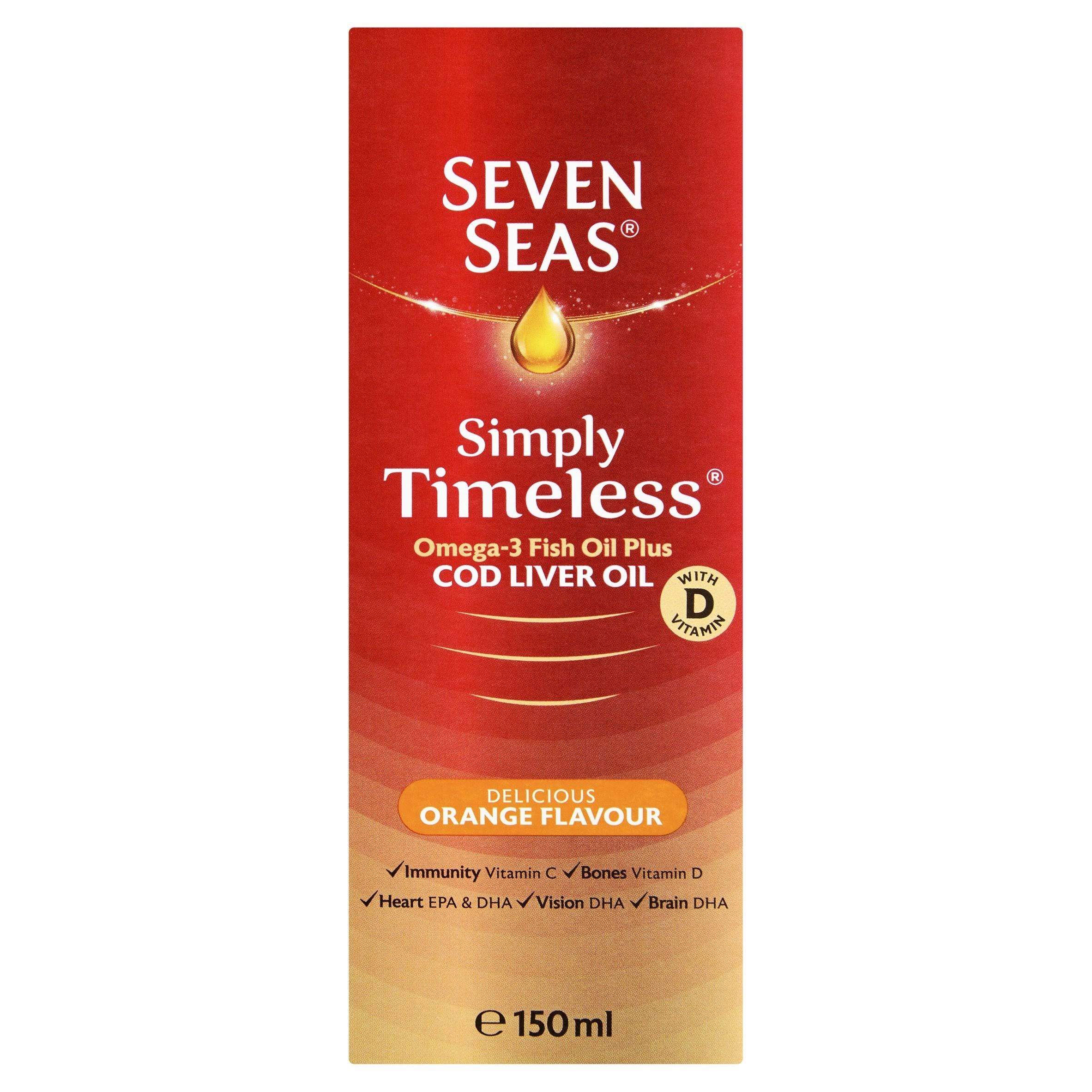 Seven Seas Omega-3 Fish Oil+ Cod Liver Oil - Orange Flavour, 150ml