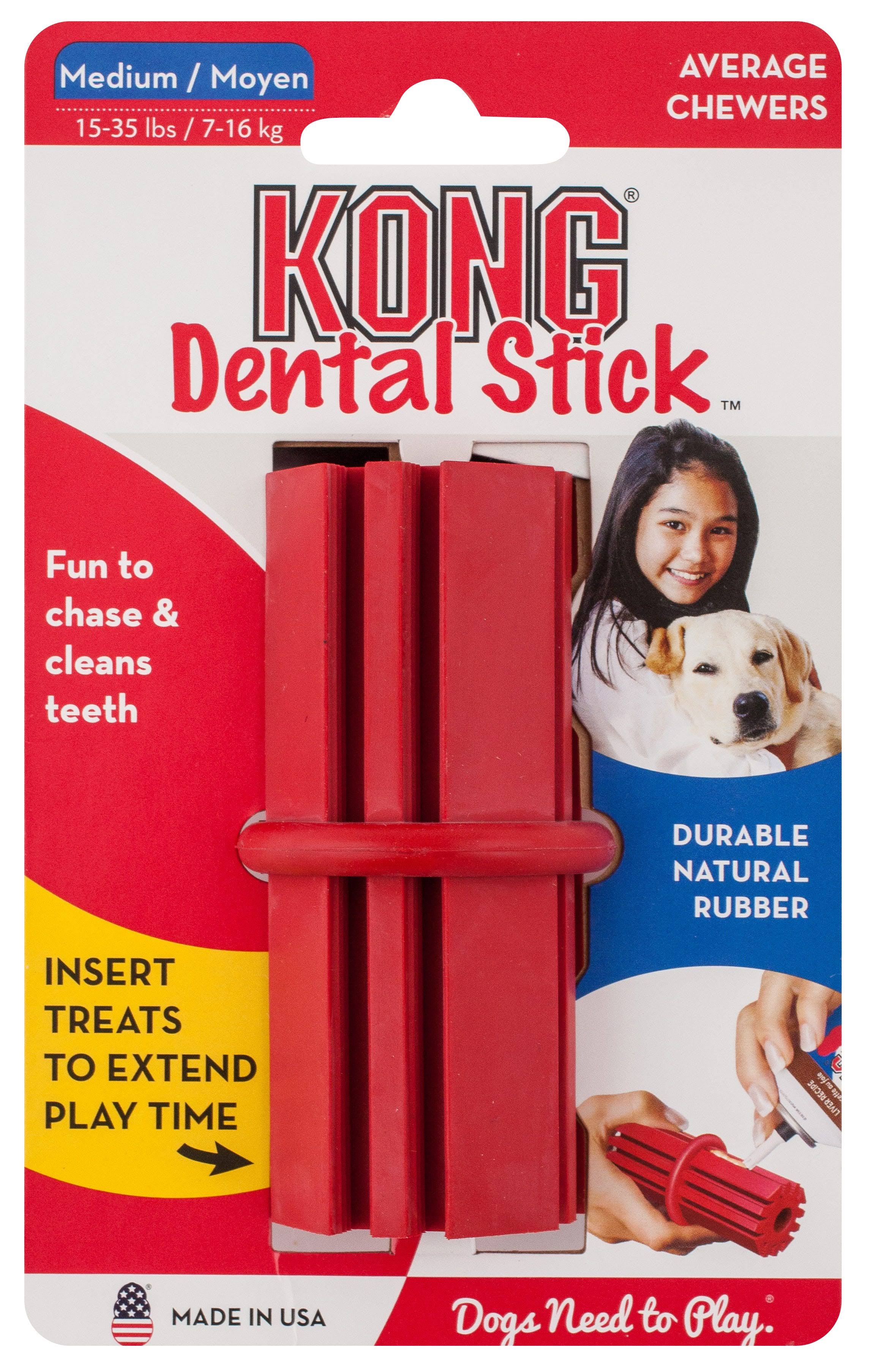 Kong Dental Stick Dog Toy - Red, Medium