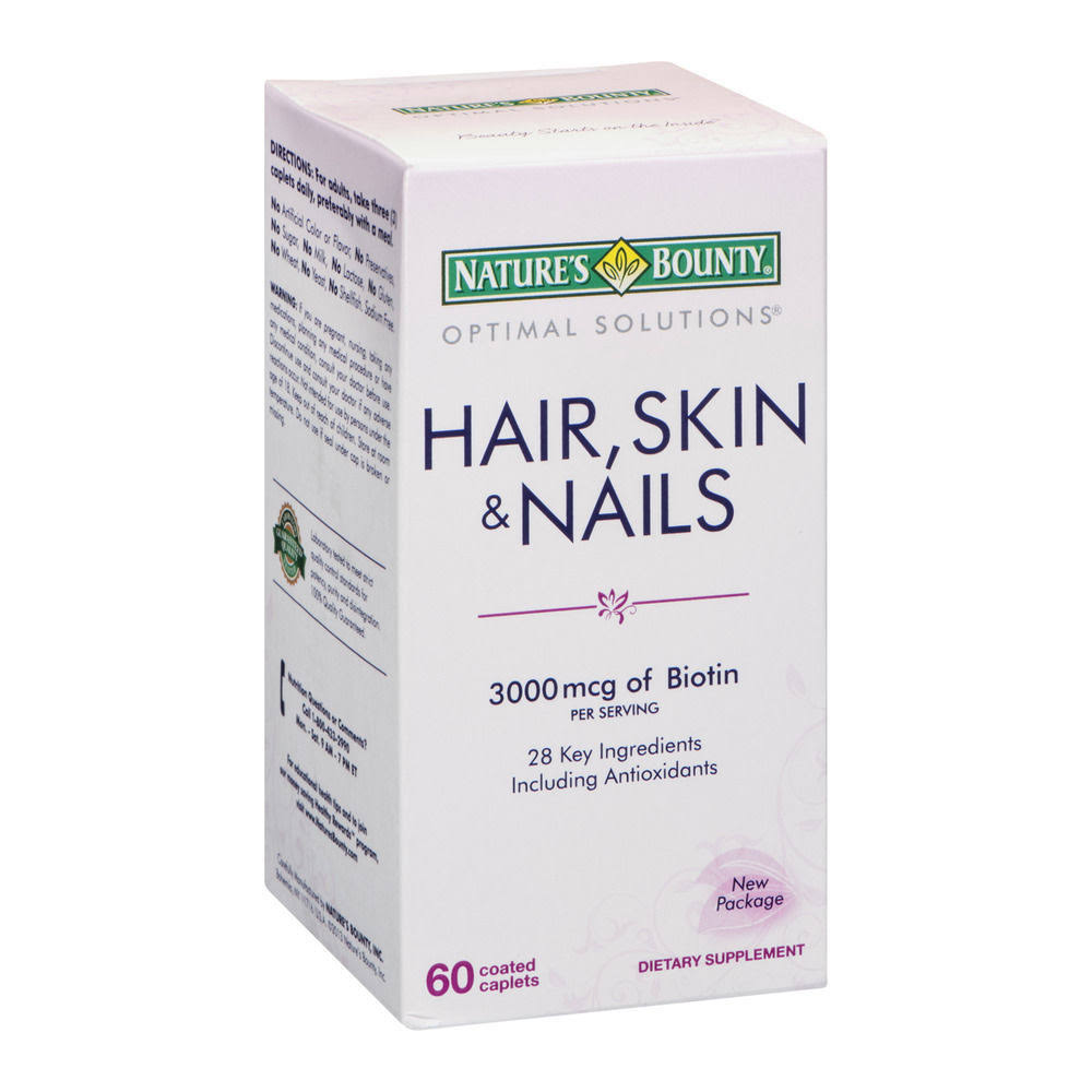 Nature's Bounty Optimal Solutions Hair Skin & Nails Dietary Caplets - 60 Coated Caplets