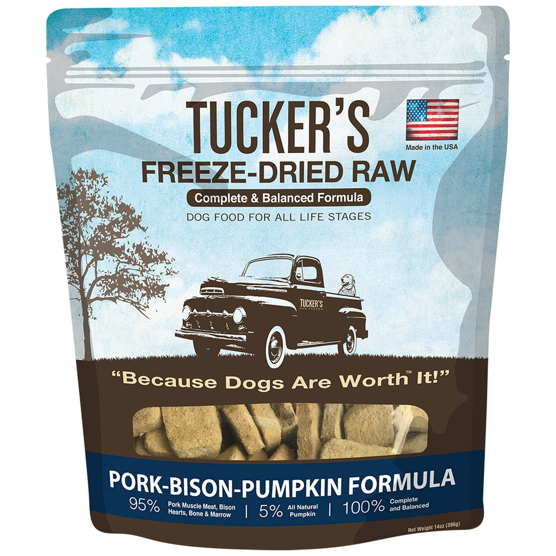 Tucker's Freeze Dried Pork Bison Pumpkin Dog Food 14oz
