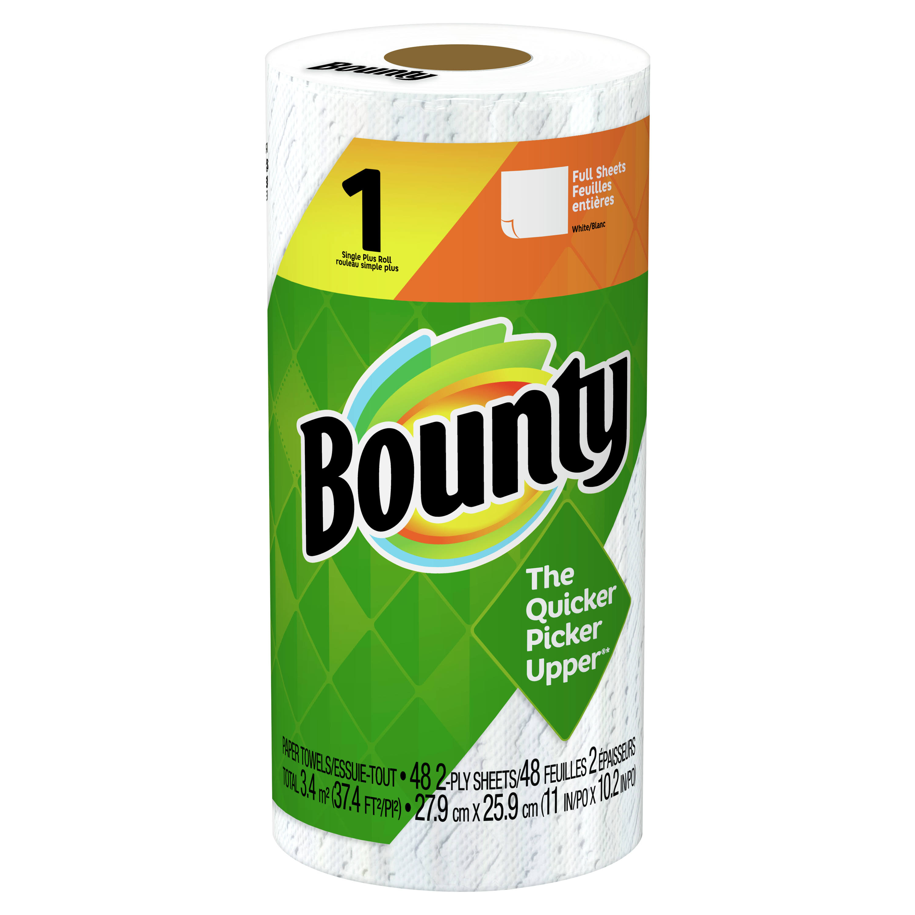 Bounty Kitchen Roll Paper Towels, 2-Ply, White, 48 Sheets-Roll, 24 Rolls-Carton 65478