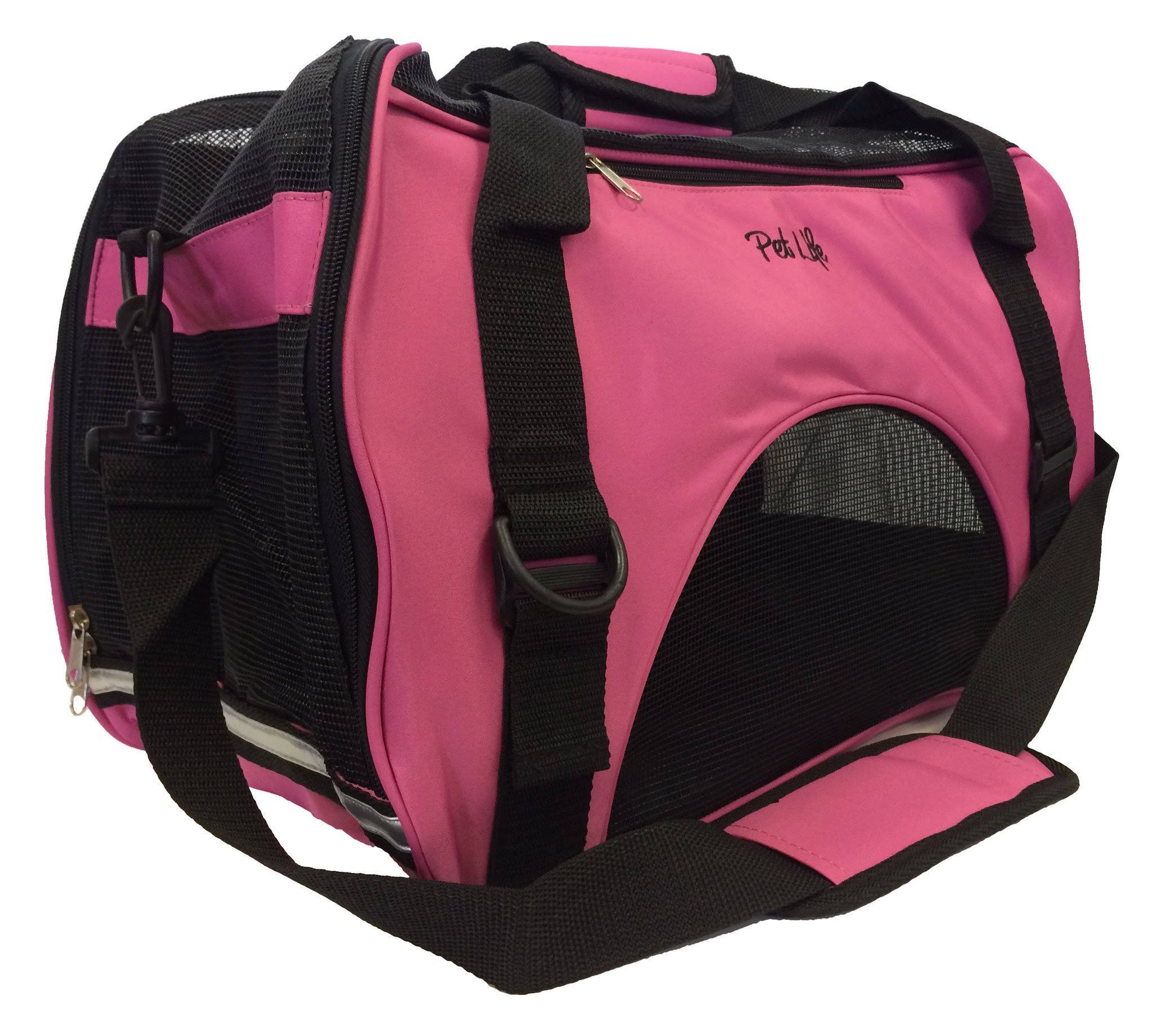 Pet Life Medium Airline Approved Altitude Force Sporty Zippered Fashion Pet Carrier, Pink