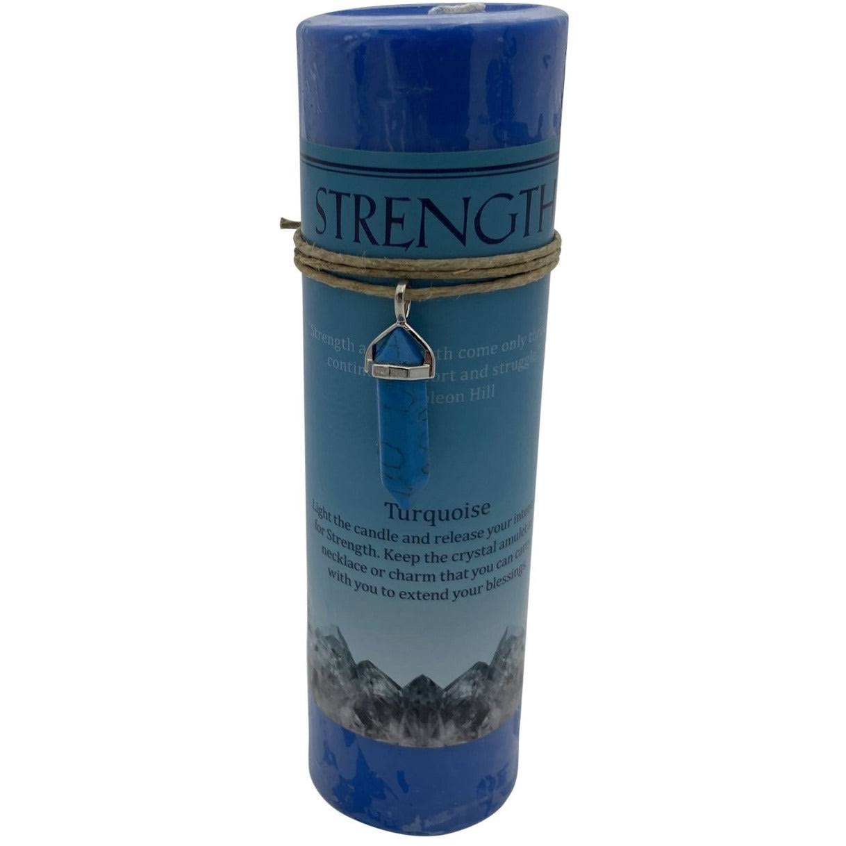 Crystal Energy Strength Turquoise Candle