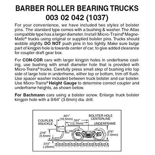 Barber Roller-Bearing Trucks -- with Medium Extended Couplers 1 Pair