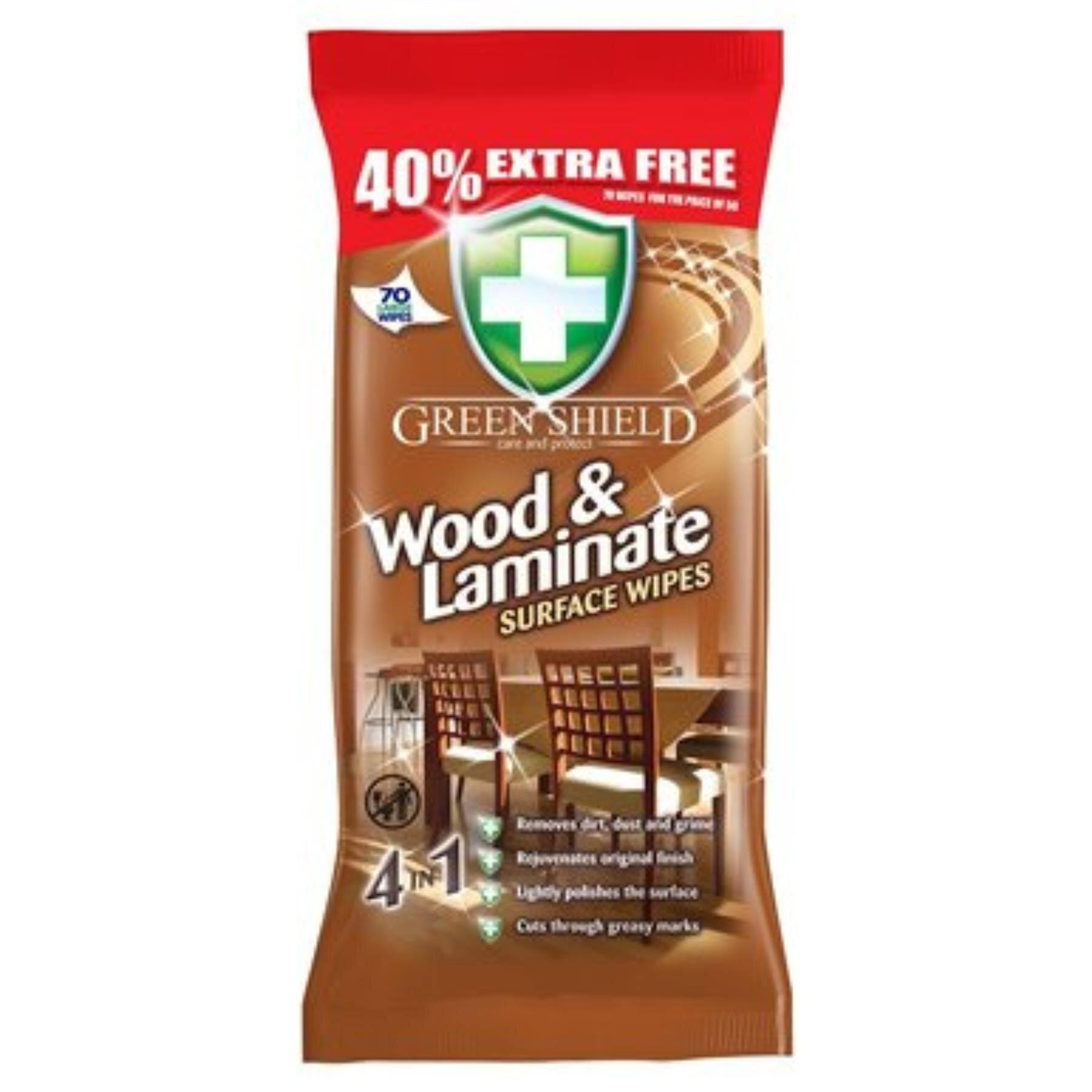 Green Shield 4in1 Wood & Laminate Surface Wipes 70 Extra Large Wipes