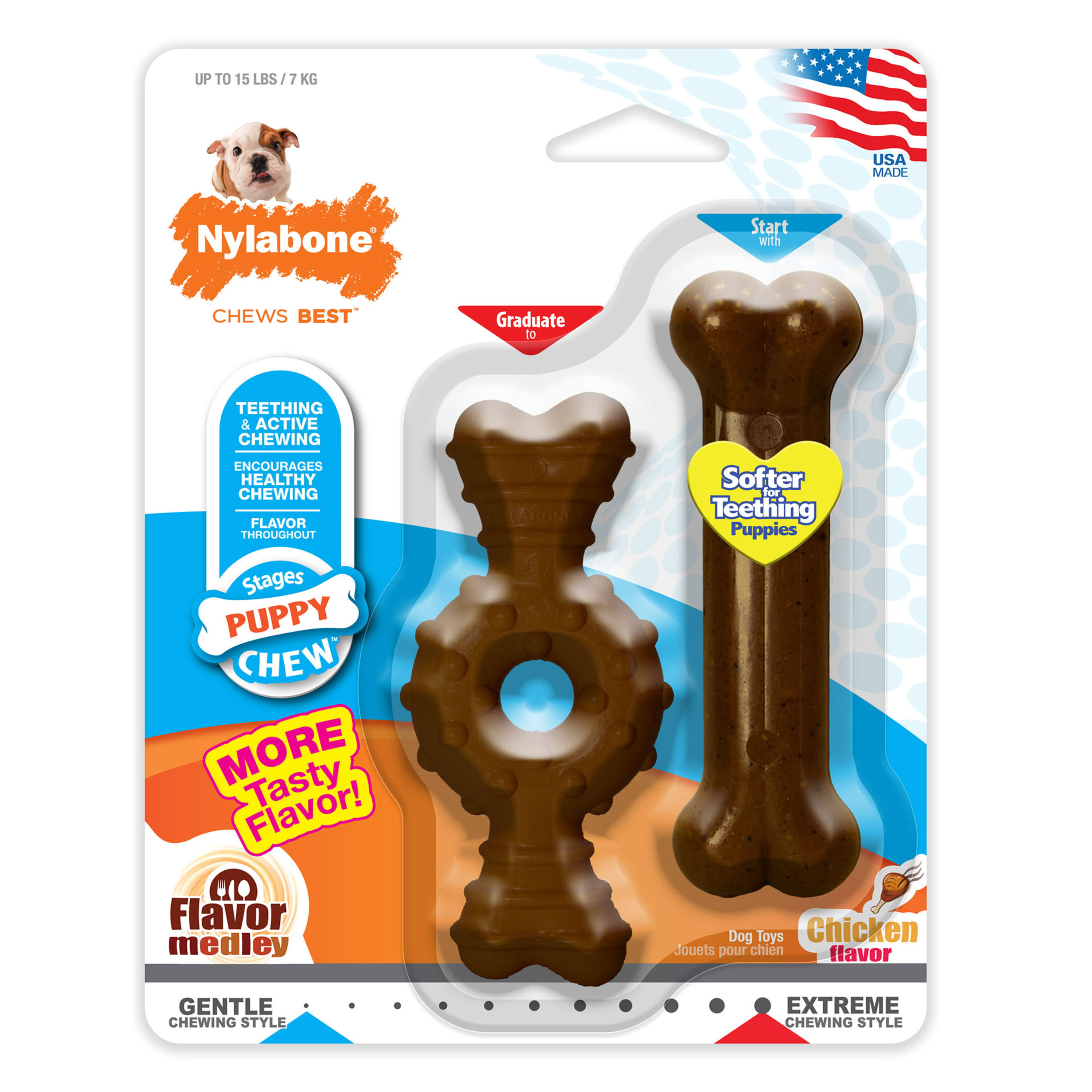 Nylabone Petite Ring & Bone Dog Toy - Small, 2ct