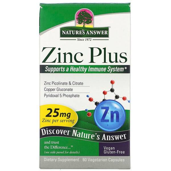 Nature's Answer Zinc Plus 25 MG 60 Vegetarian Capsules