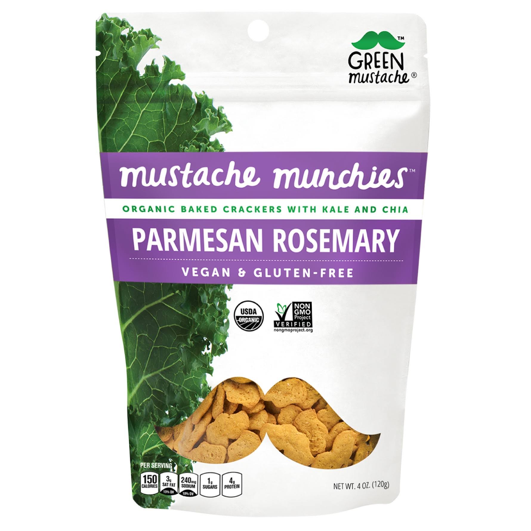 Green Mustache Mustache Munchies Parmesan Rosemary Crackers 4 oz