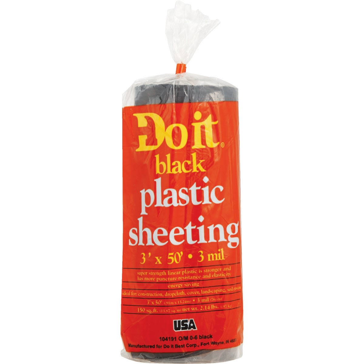 Do It Plastic Sheeting - 3' x 50', 3mil, Black